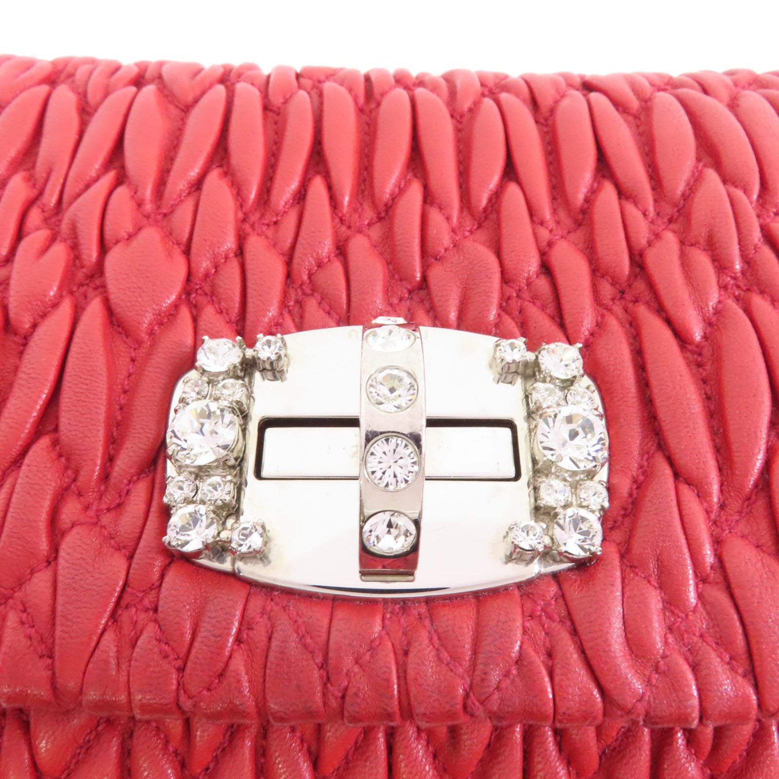 Miu Miu 羊皮皮革Shoulder Bag銀扣肩背袋紅色