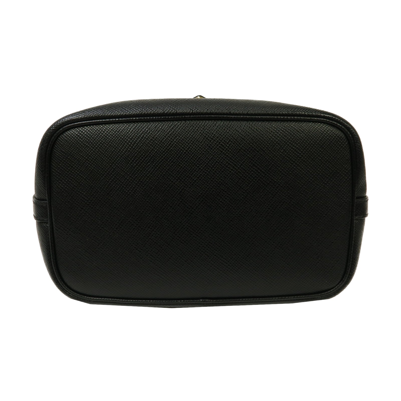 PRADA Saffiano皮革Bucket Bag金扣手挽肩背兩用袋黑色