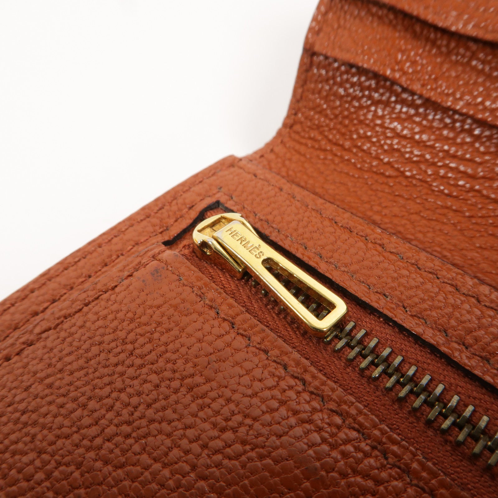 HERMES Chevre皮革Bearn Compact Wallet錢包Cuivre