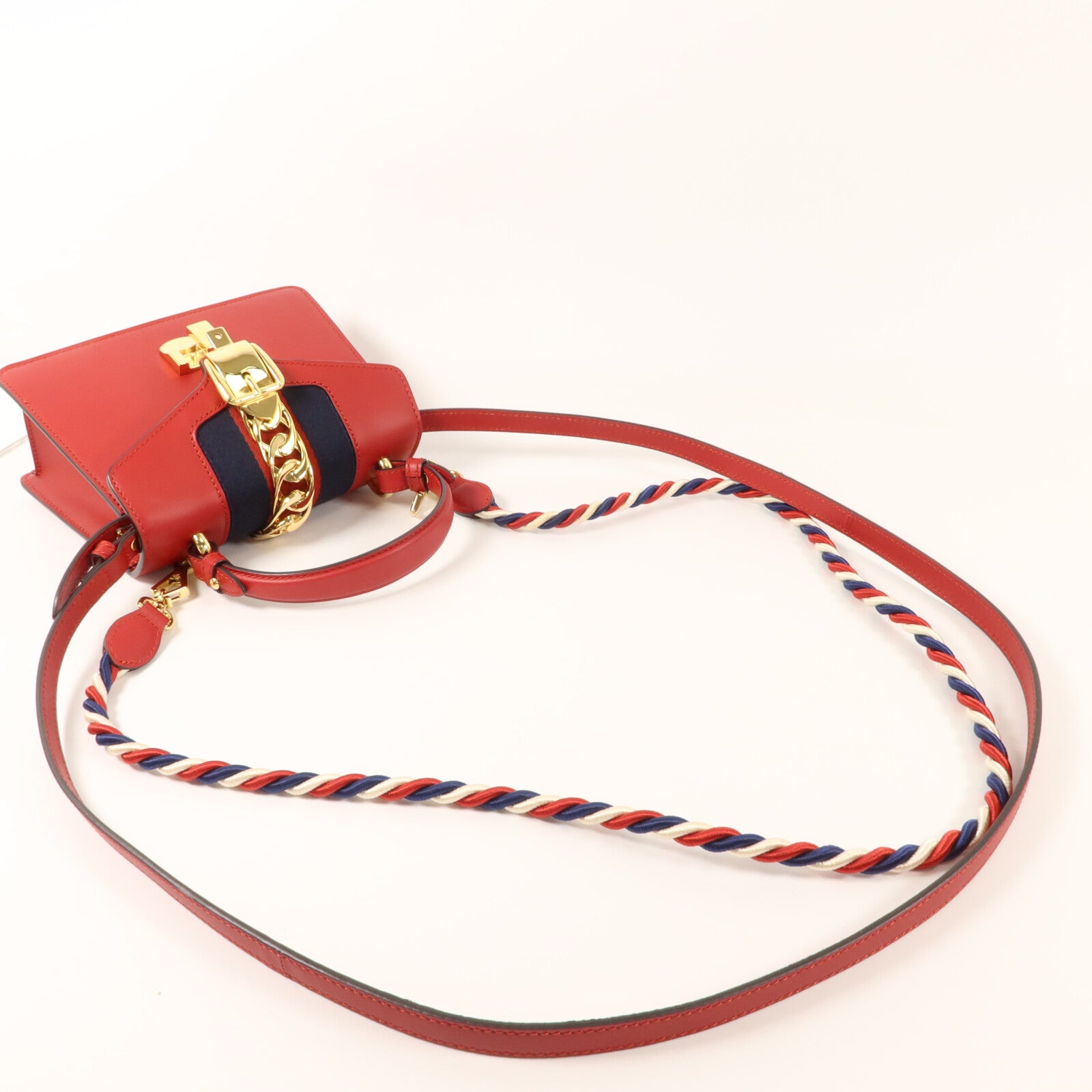 GUCCI 牛皮皮革Sylvie Mini手挽肩背兩用袋