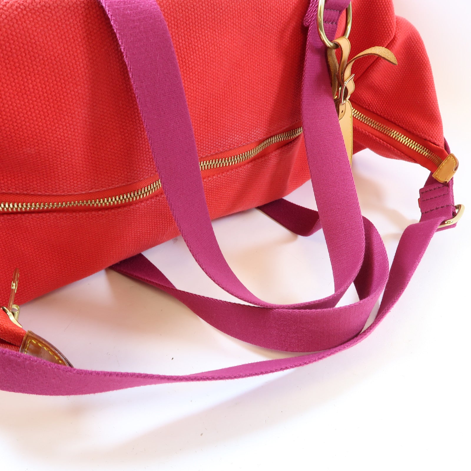 LOUIS VUITTON 帆布Antigua Sac Weekend金扣手挽袋紅色