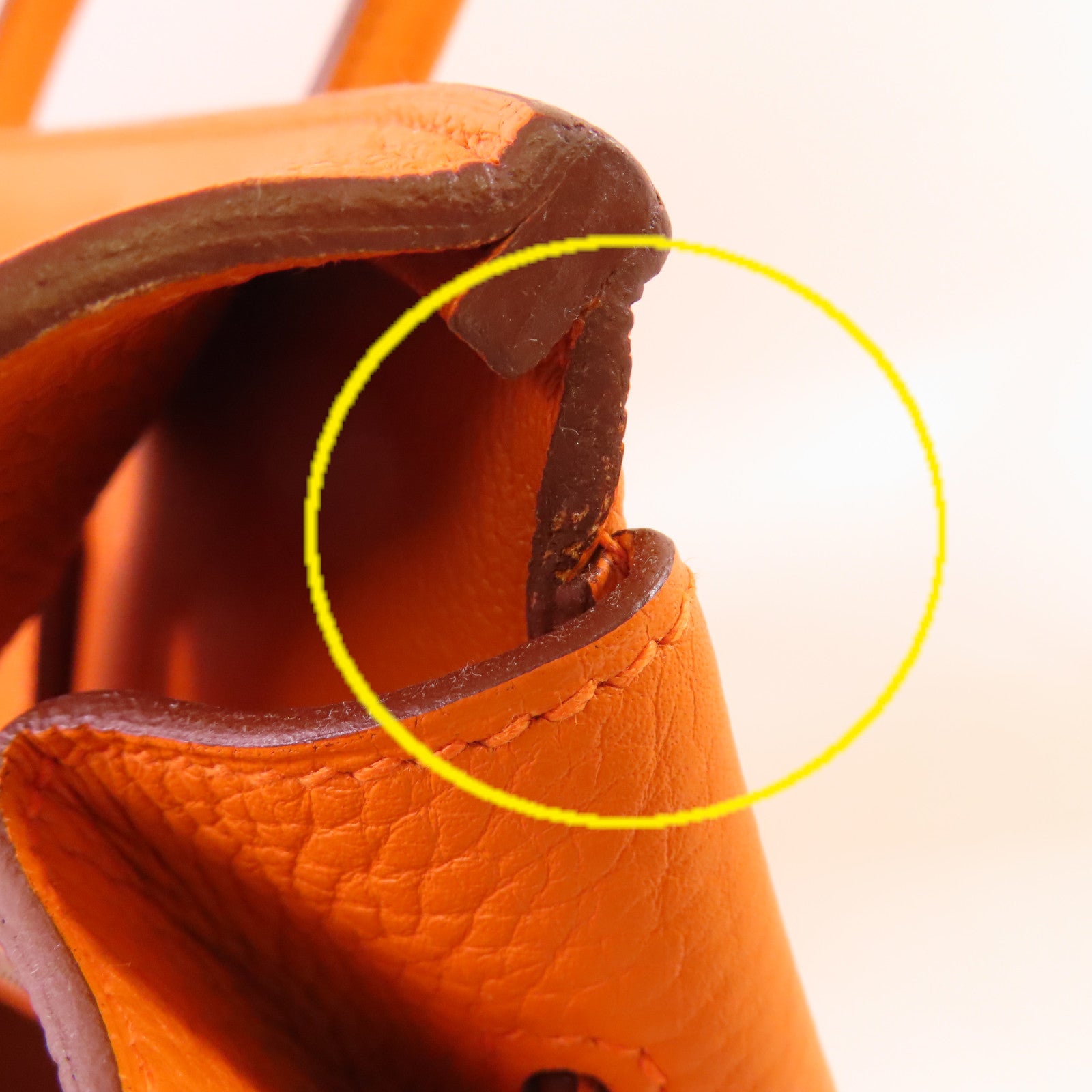 HERMES Clemence皮革Birkin 35 Hand Bag銀扣手挽袋93 Orange橙色