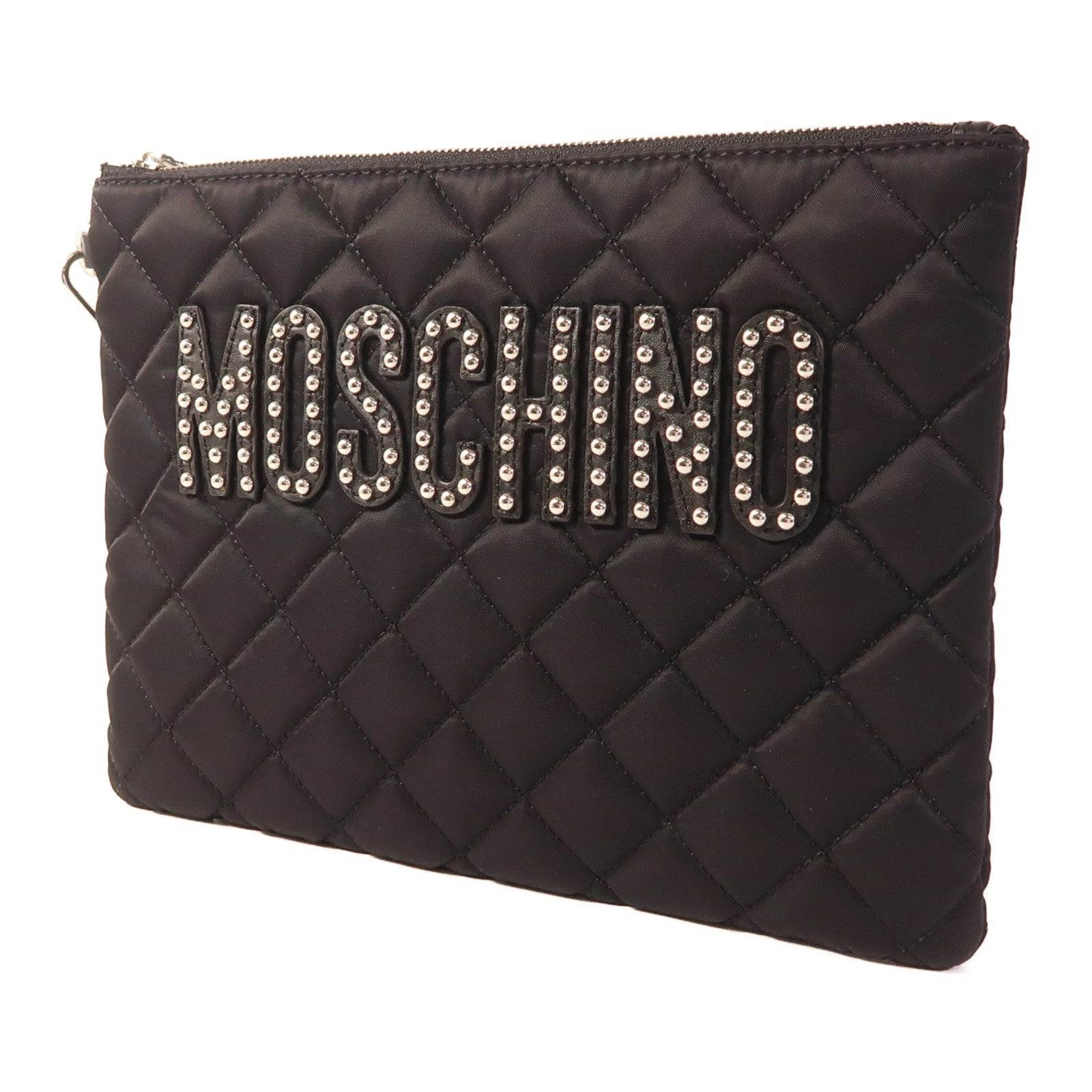 MOSCHINO 尼龍Pouch銀扣手拿包