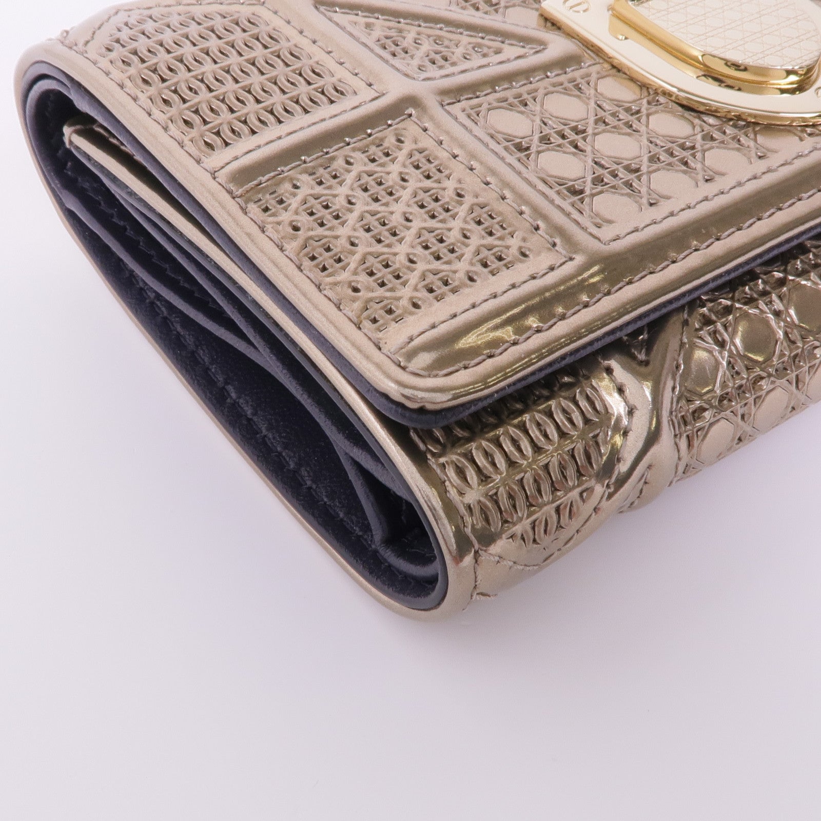 Dior 漆皮皮革Diorama金扣錢包