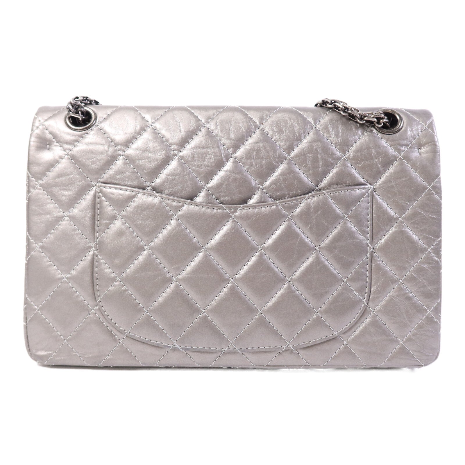 CHANEL 牛皮皮革2.55 Large銀扣鏈帶肩背袋