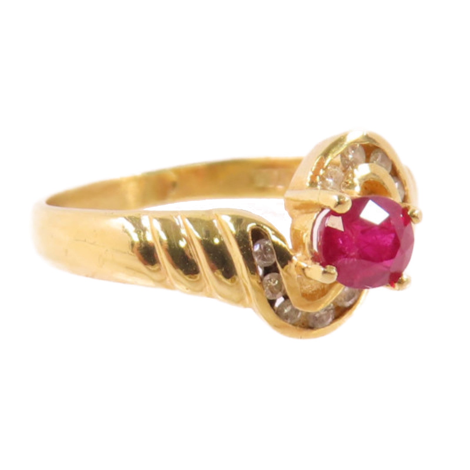 JEWELRY (PRICE DOWN) Ruby Diamond Ring US#5 18K Yellow Gold