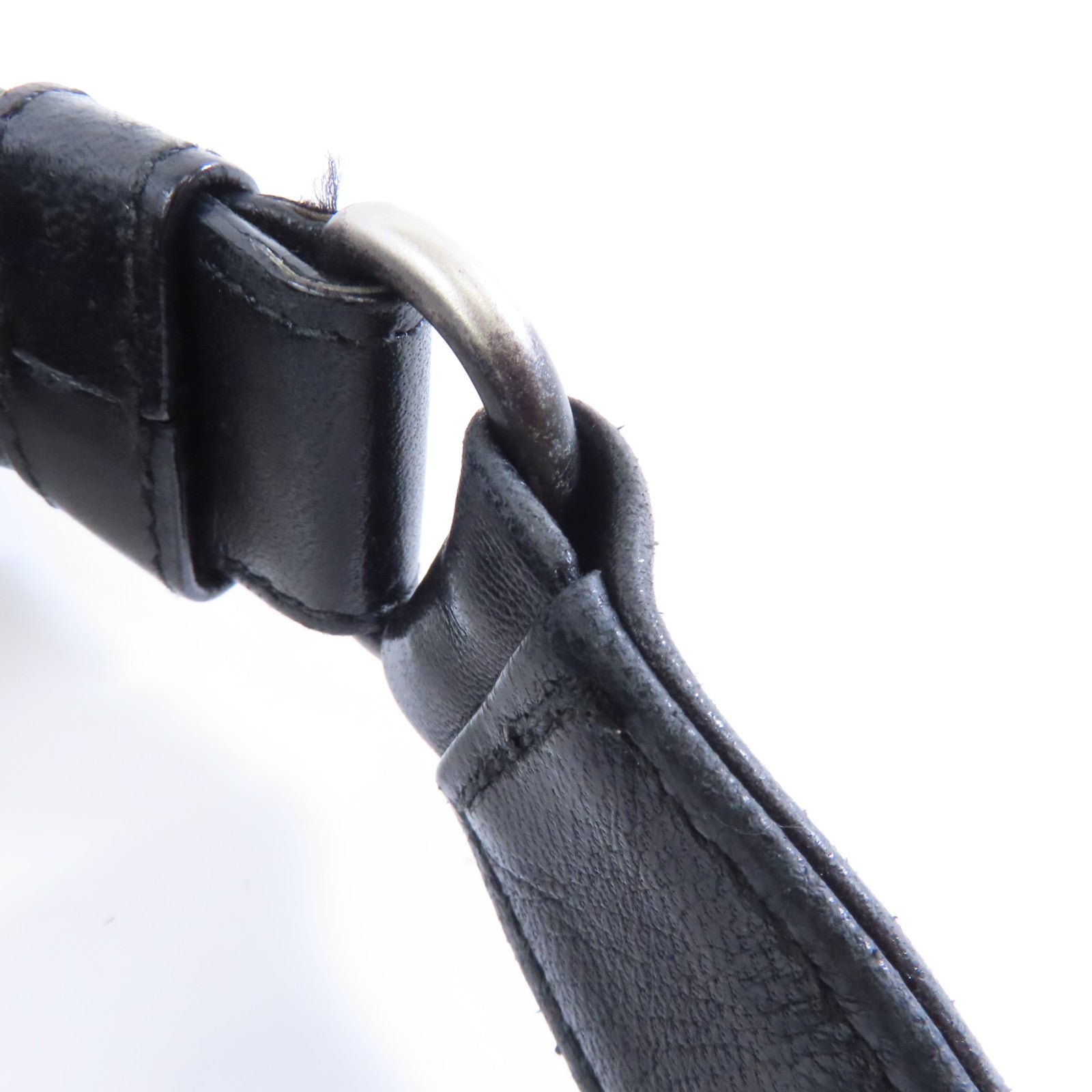 BOTTEGA VENETA 織紋皮革Campana Shoulder Bag銀扣肩背袋黑色
