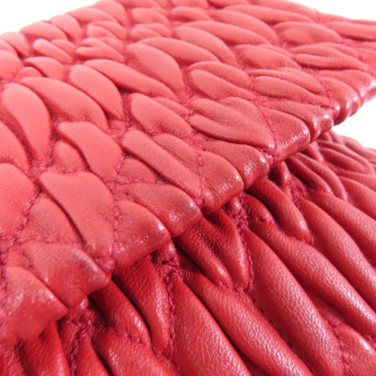 Miu Miu 羊皮皮革Shoulder Bag銀扣肩背袋紅色