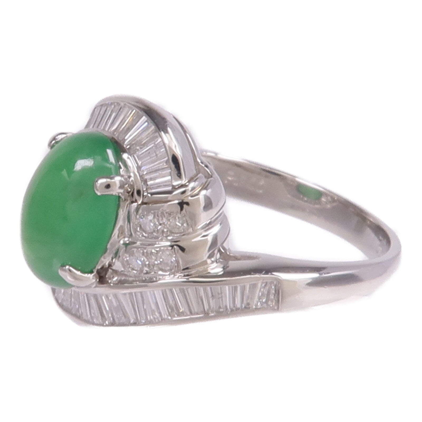 JEWELRY PT900鉑金Jade Diamond Ring翡翠/鑽石戒指US#5.5