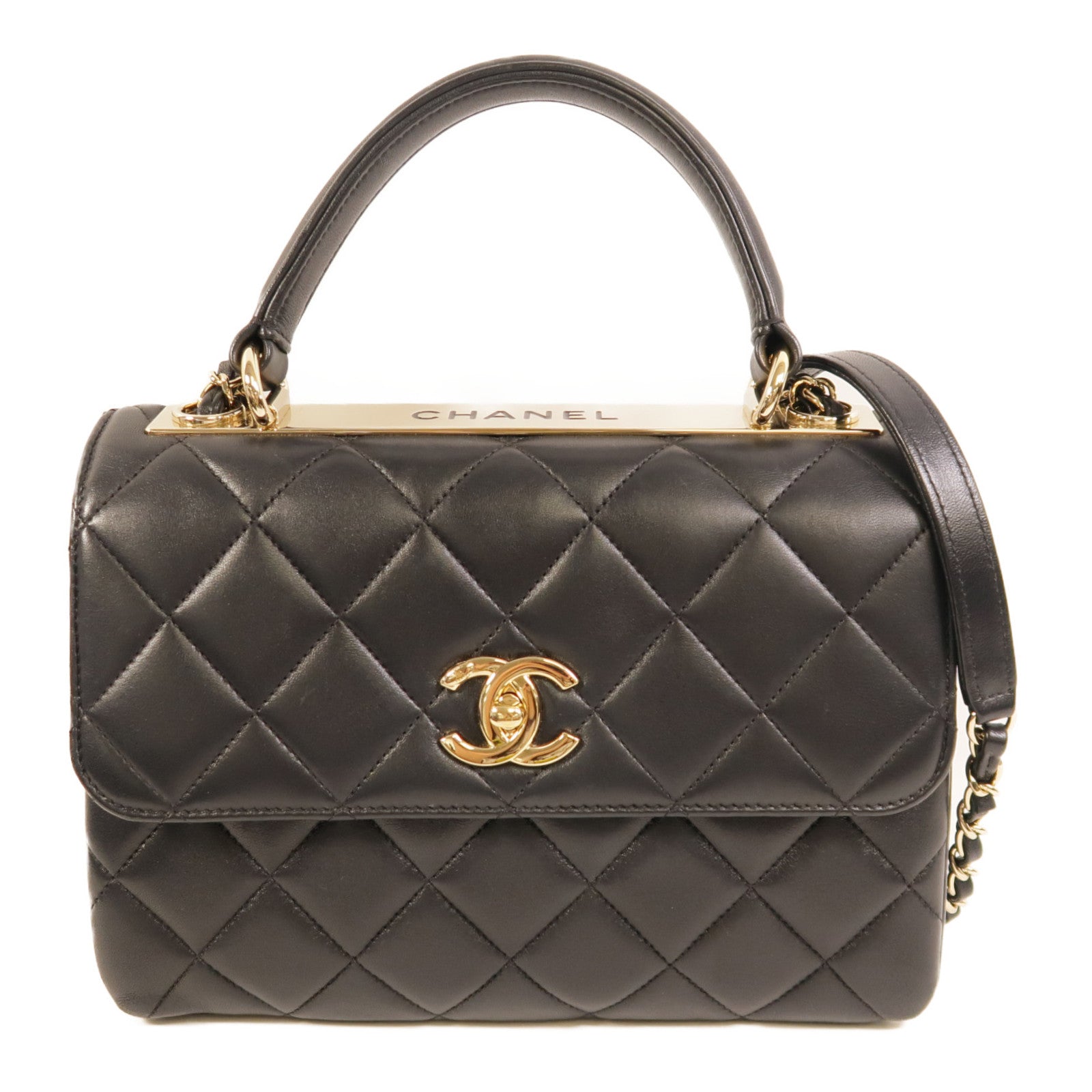 CHANEL 羊皮皮革Trendy CC Top Handle Bag鏈帶手挽肩背兩用袋