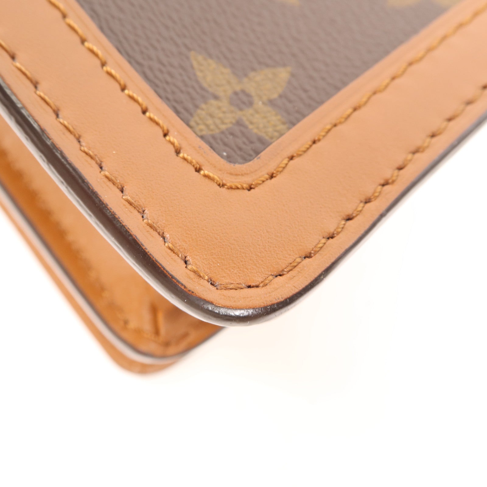 LOUIS VUITTON Monogram/Monogram Reverse Dauphine MM金扣手挽肩背兩用袋棕色