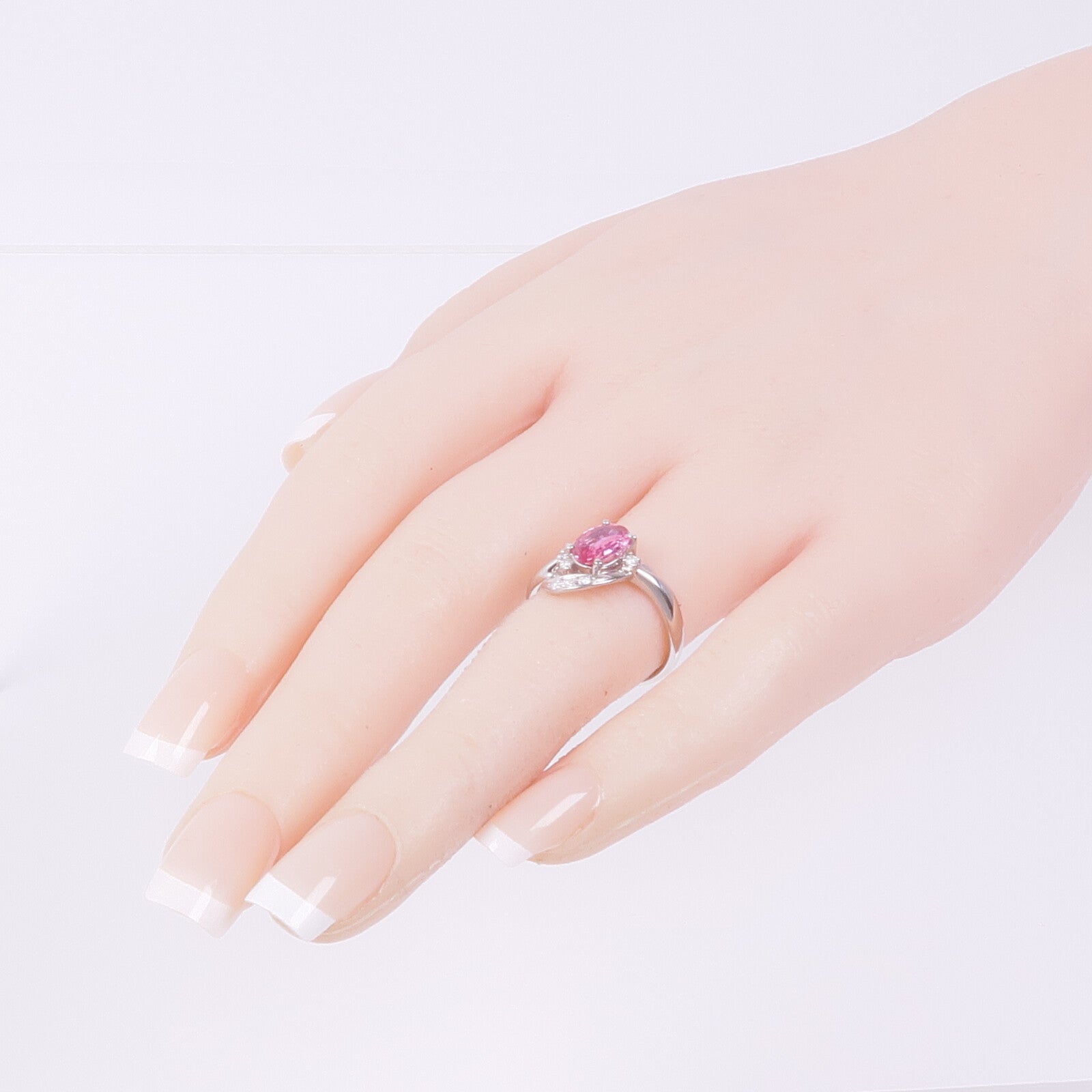 JEWELRY PT900鉑金Pink Sapphire Diamond Ring粉紅藍寶石/鑽石戒指US#6.75