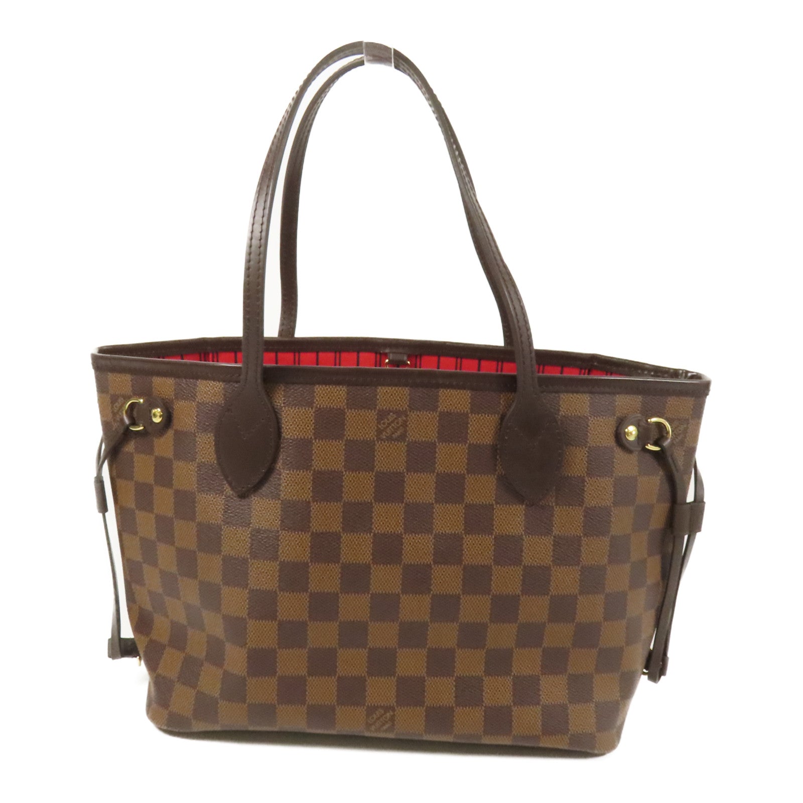 LOUIS VUITTON Damier Neverfull PM金扣手挽袋