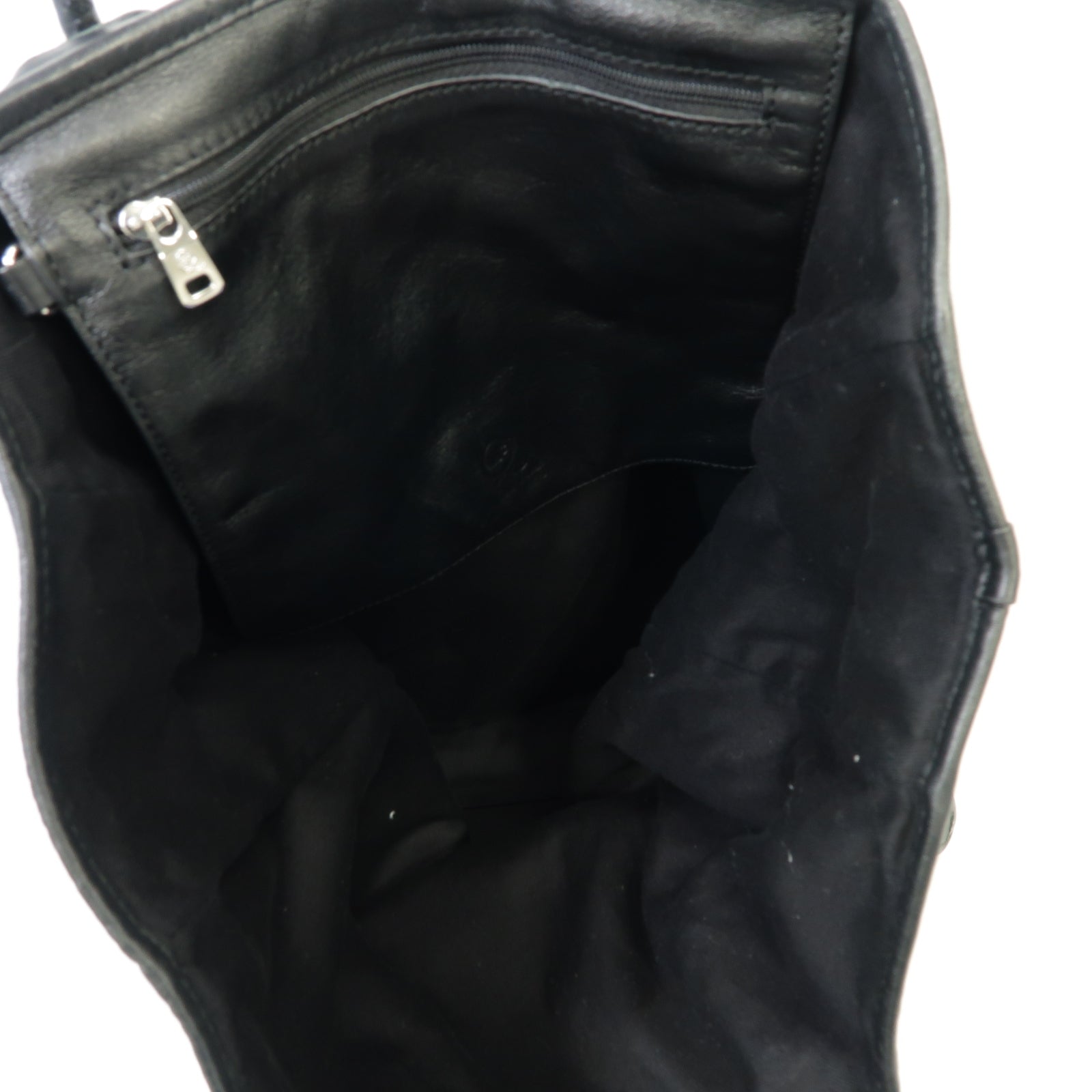 SELECTION 牛皮皮革Tote Bag銀扣手挽袋黒色