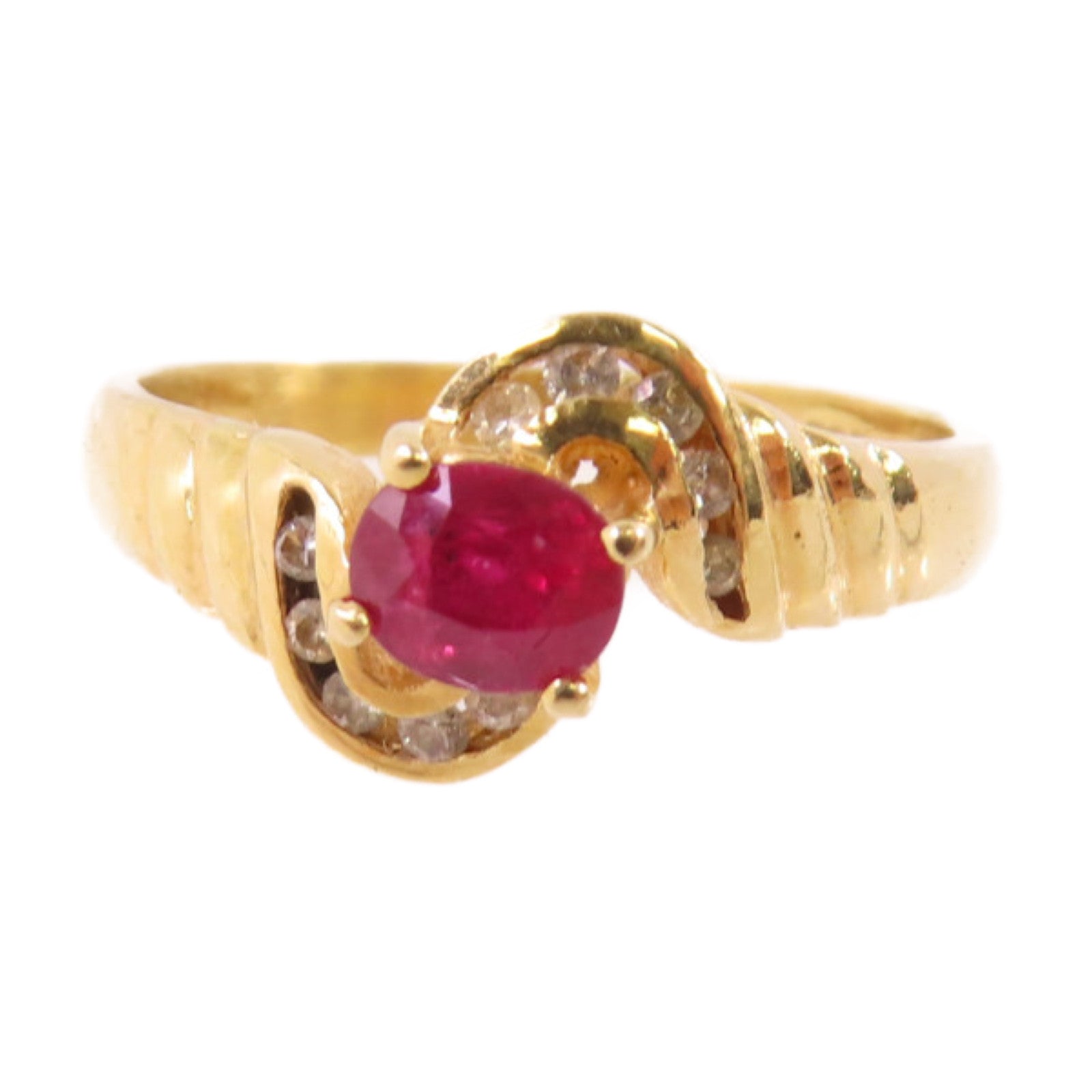 JEWELRY (PRICE DOWN) Ruby Diamond Ring US#5 18K Yellow Gold