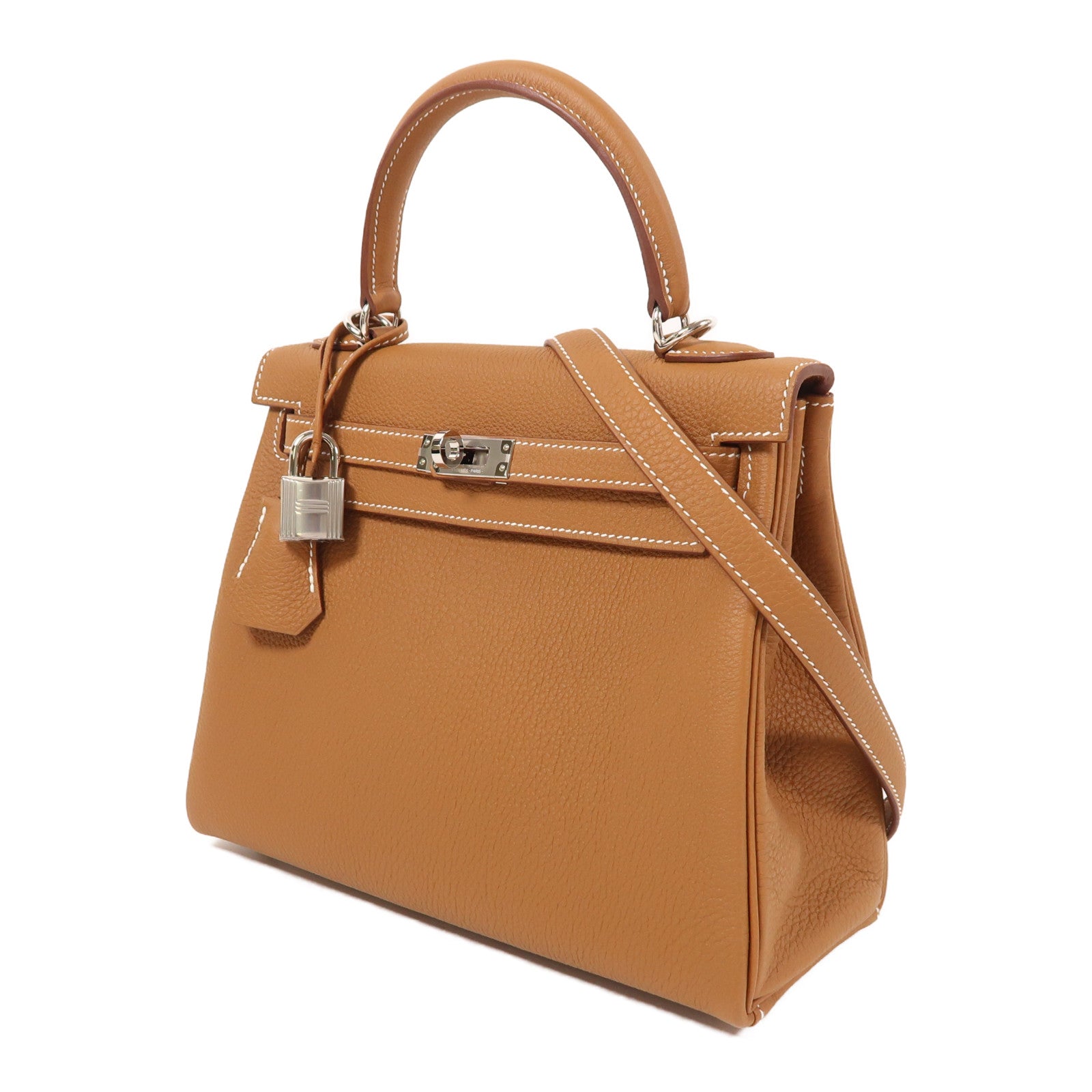 HERMES Clemence皮革Kelly 25銀扣手挽肩背兩用袋