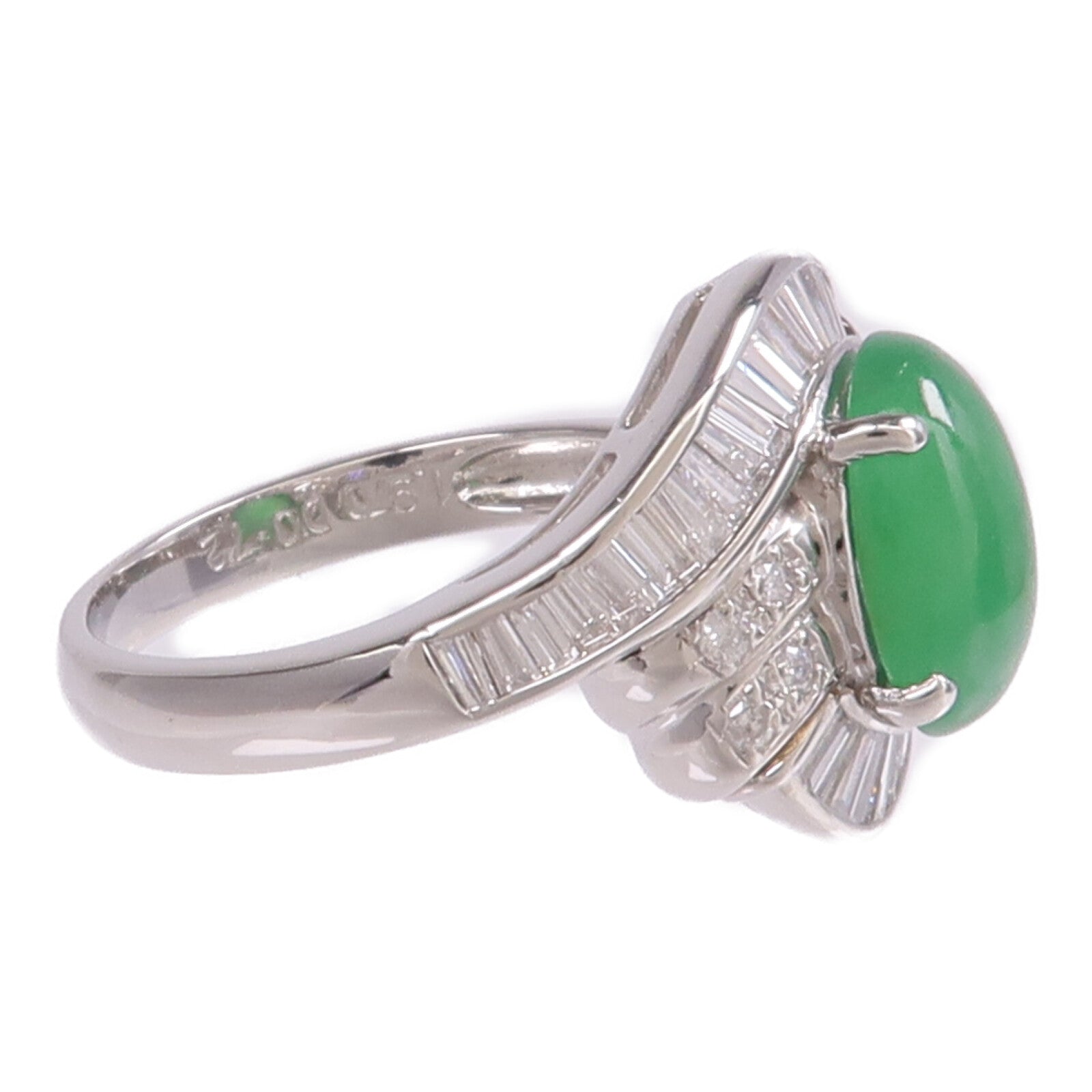 JEWELRY PT900鉑金Jade Diamond Ring翡翠/鑽石戒指US#5.5