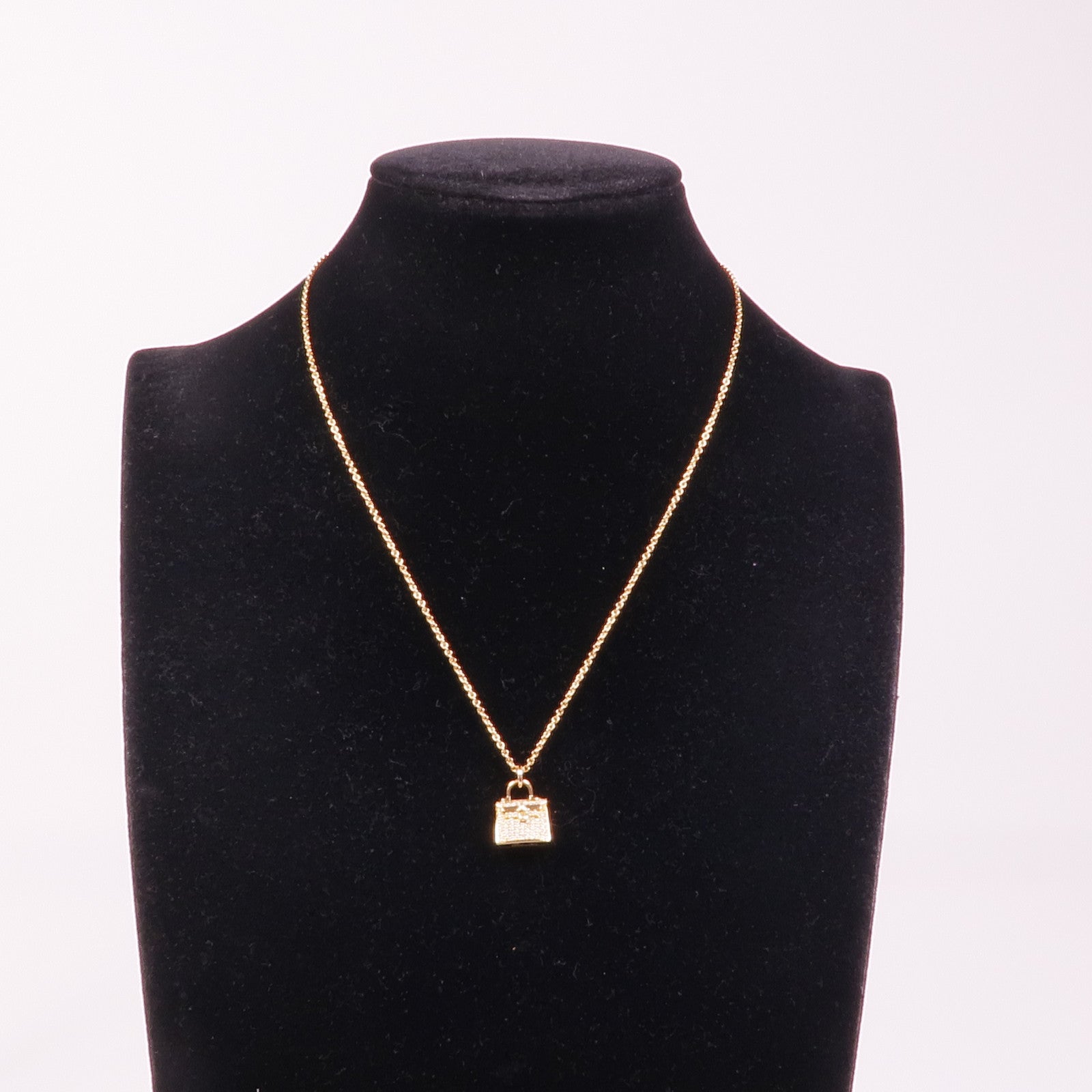 HERMES 18K玫瑰金Amulettes Kelly Diamond Pendant鑽石項鍊