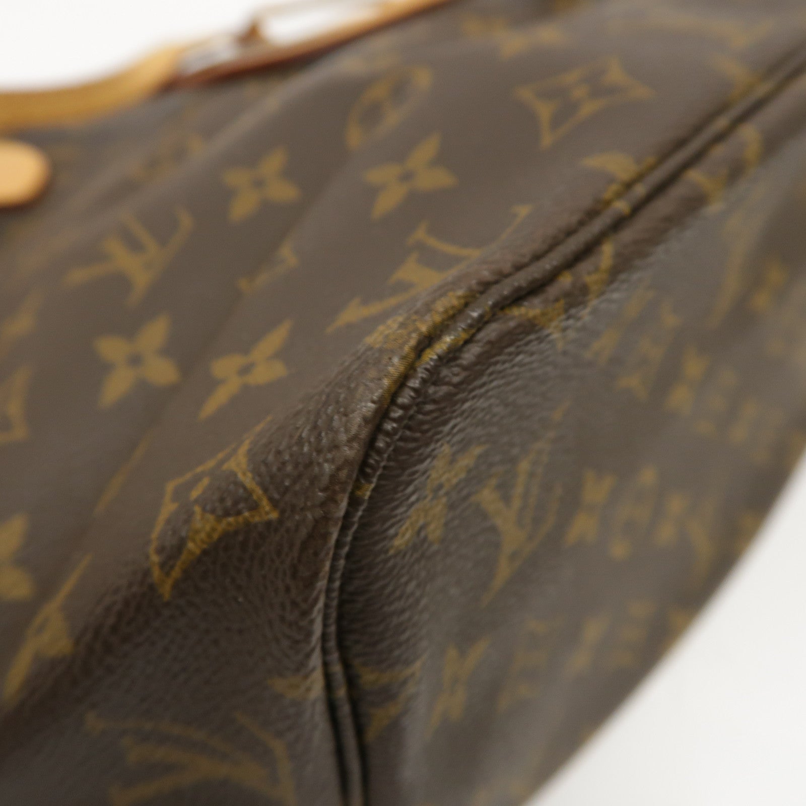 LOUIS VUITTON Monogram Neverfull MM金扣手挽袋啡色