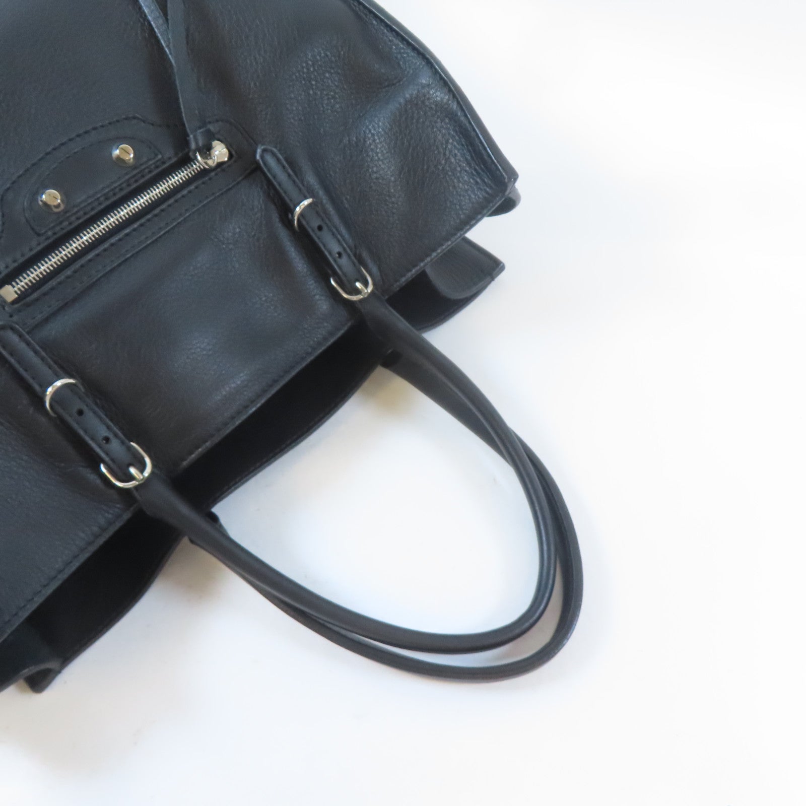 BALENCIAGA 【激減優惠】牛皮皮革Tote Bag銀扣手挽袋黑色
