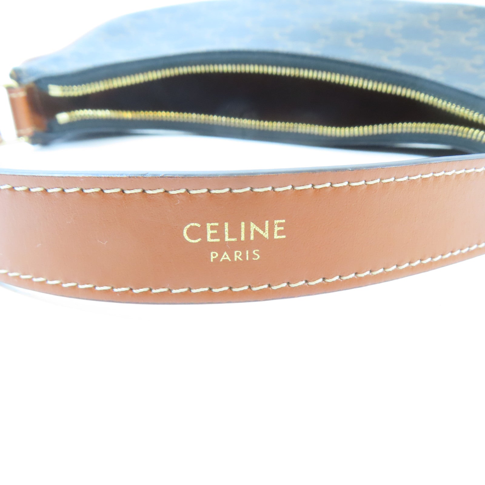 CELINE 塗層帆布Medium Ava金扣肩背袋啡色