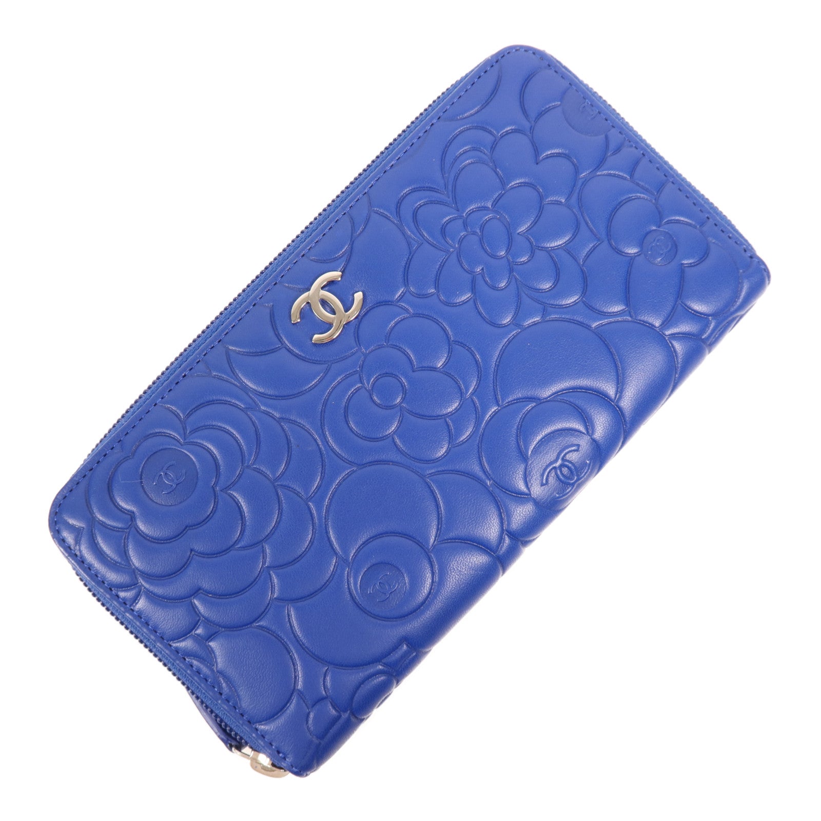 CHANEL 羊皮皮革Long Wallet銀扣長錢包