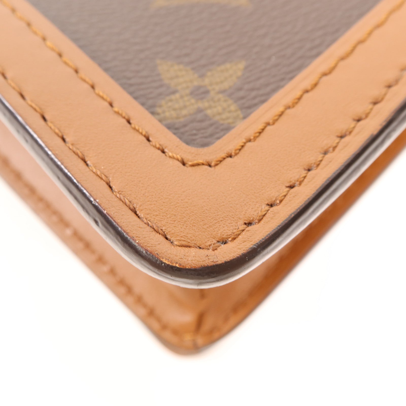 LOUIS VUITTON Monogram/Monogram Reverse Dauphine MM金扣手挽肩背兩用袋棕色