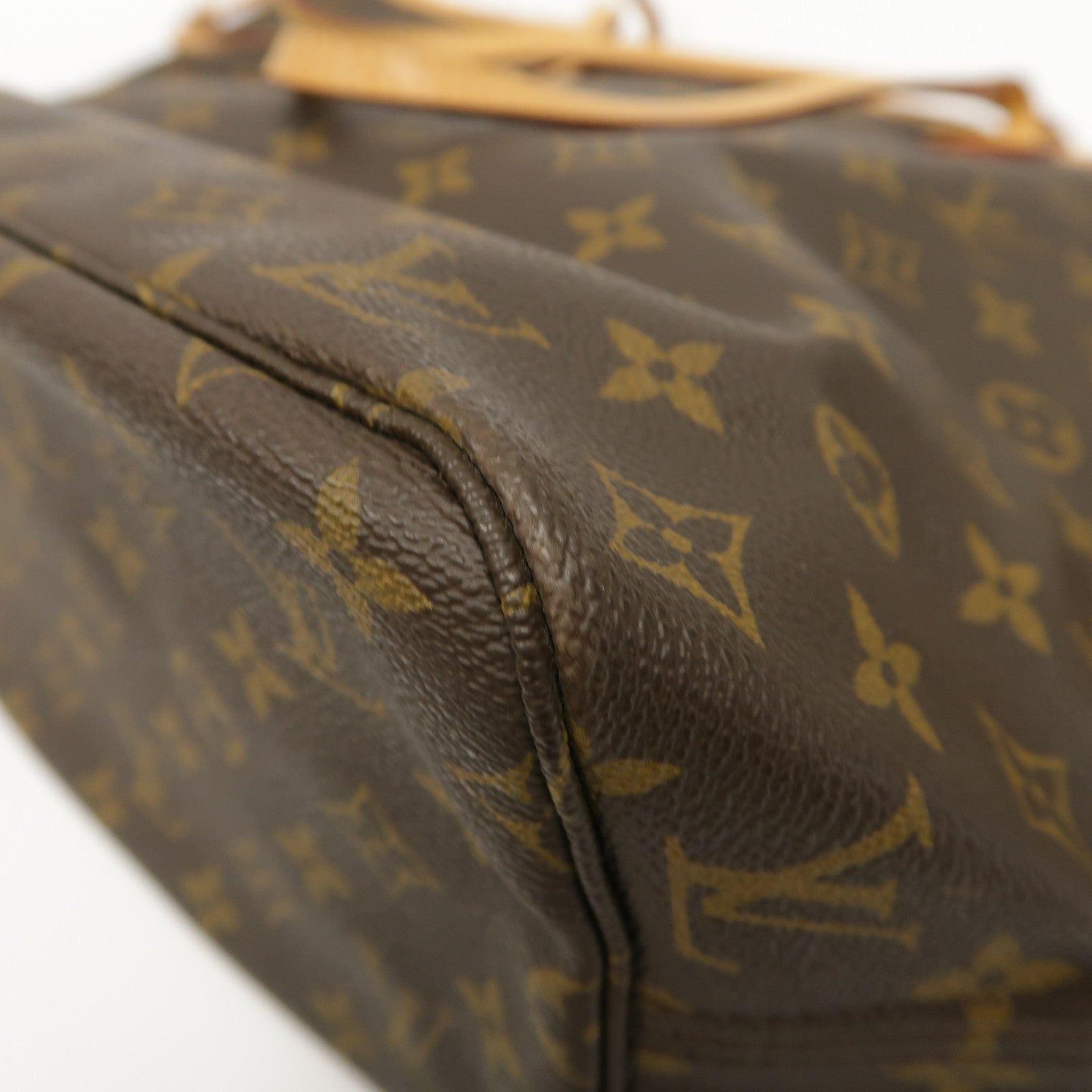LOUIS VUITTON Monogram Neverfull MM金扣手挽袋啡色