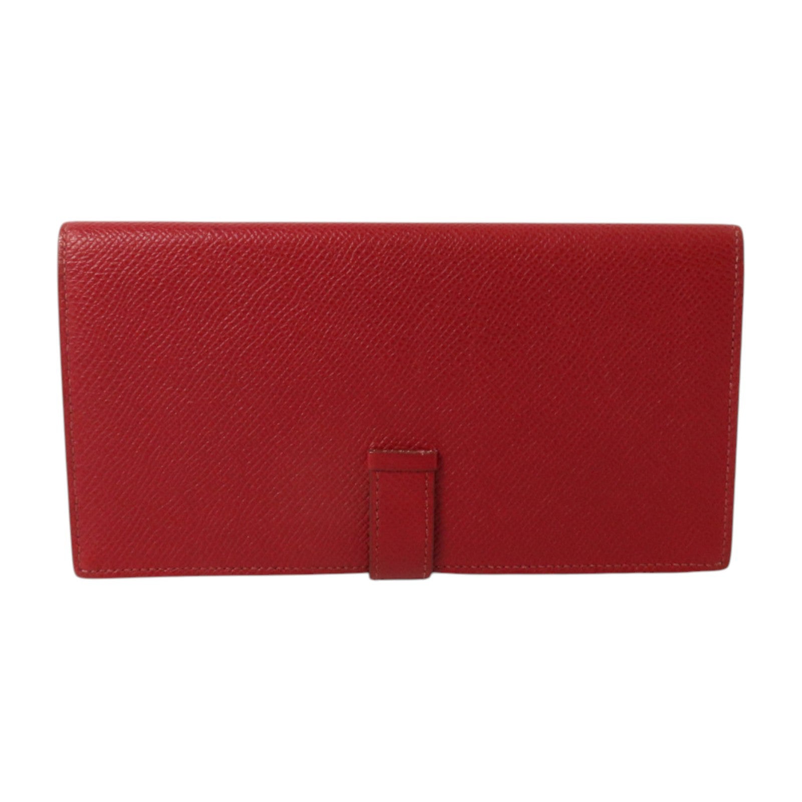 HERMES Epsom皮革Bearn Long Wallet銀扣長錢包Rouge Grenade