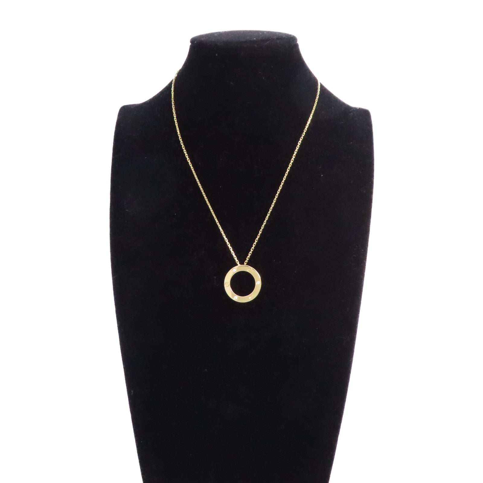 CARTIER GHW Love Circle 3P Diamond Necklace B7014500 18K Yellow Gold