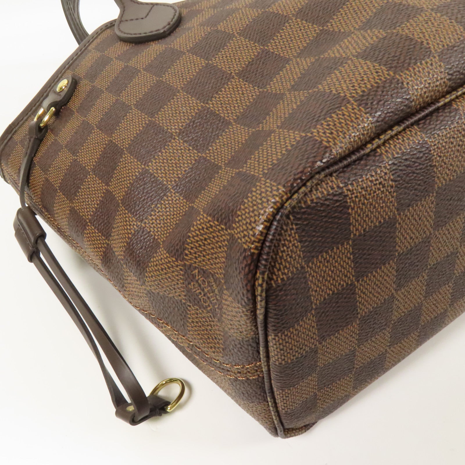LOUIS VUITTON Damier Neverfull PM金扣手挽袋