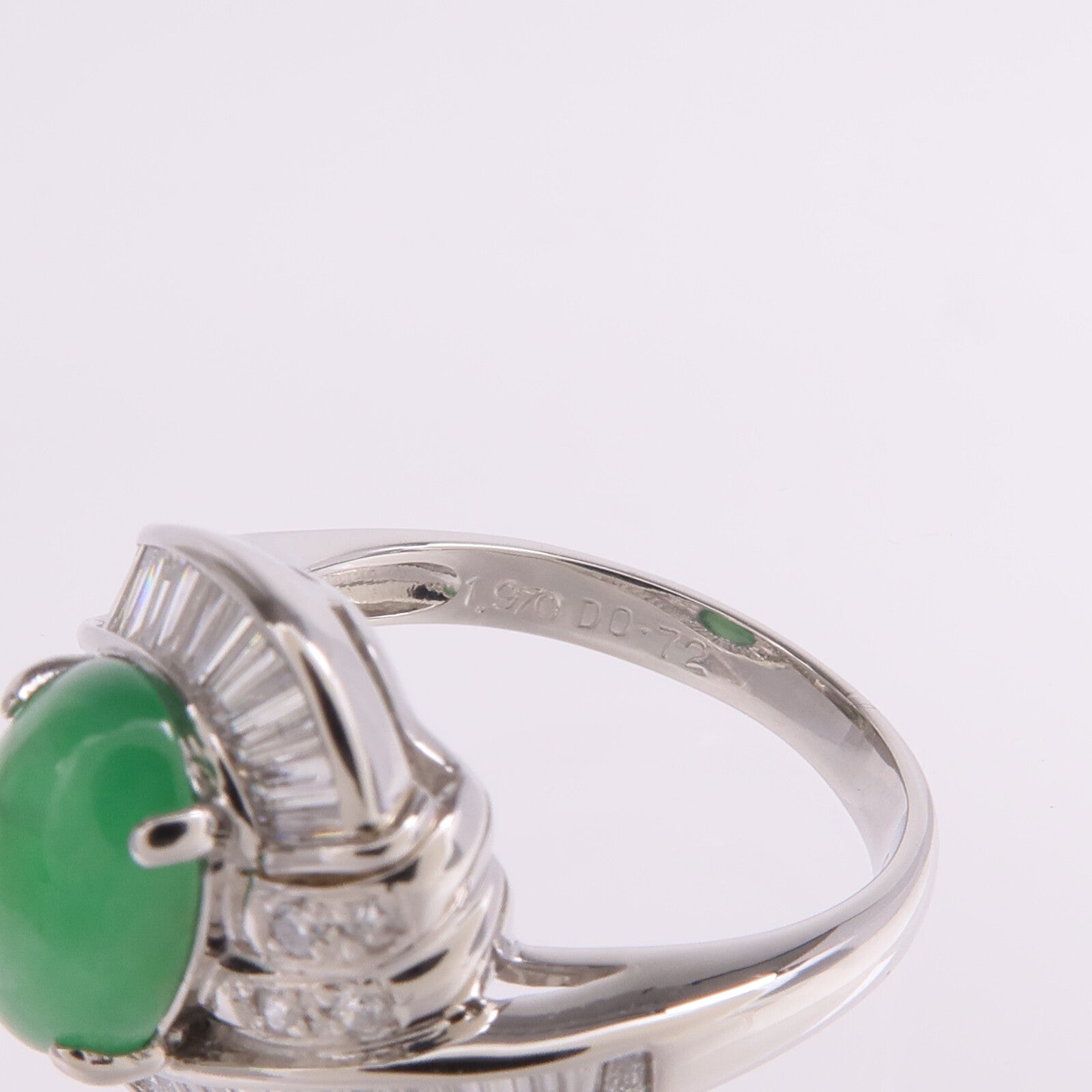 JEWELRY PT900鉑金Jade Diamond Ring翡翠/鑽石戒指US#5.5