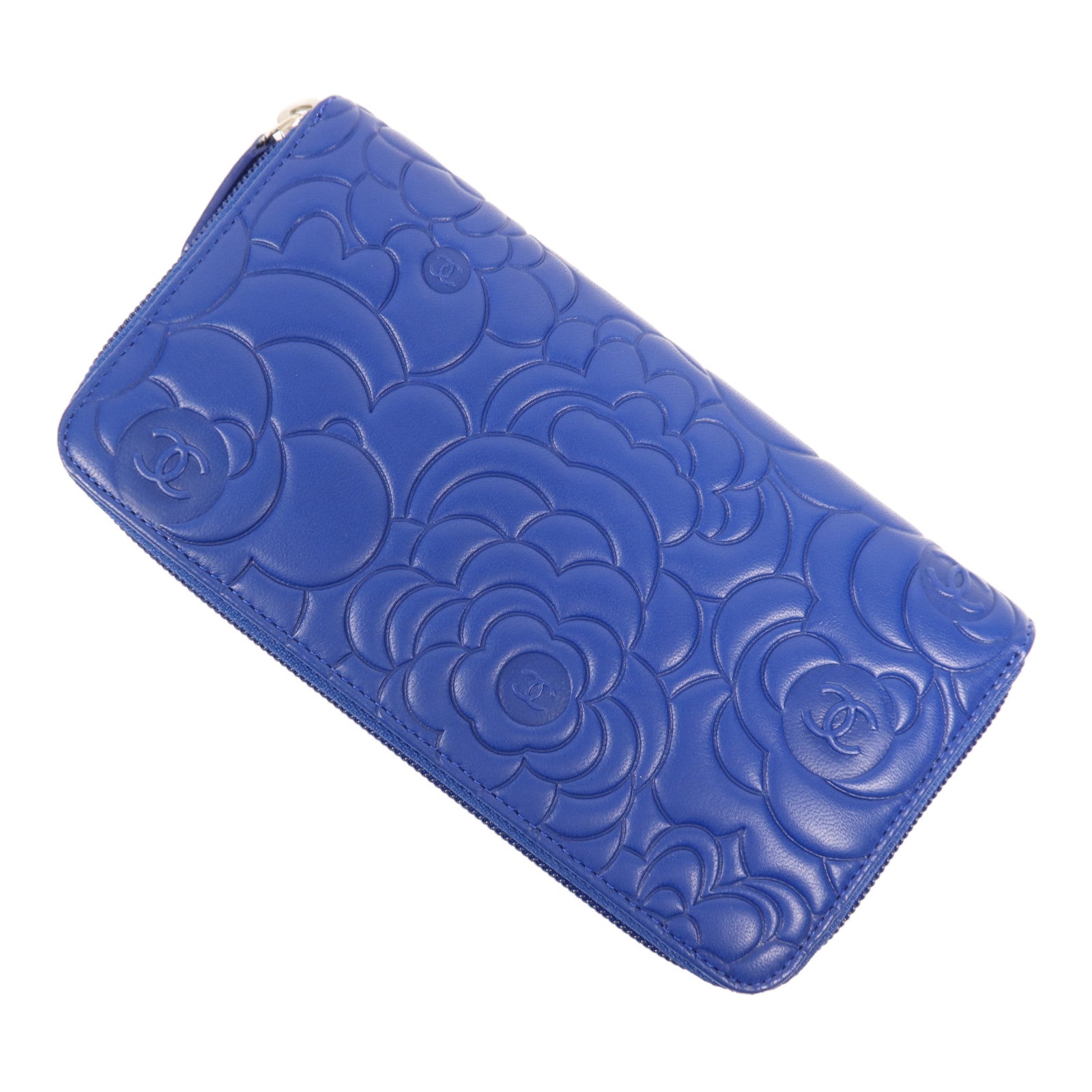 CHANEL 羊皮皮革Long Wallet銀扣長錢包