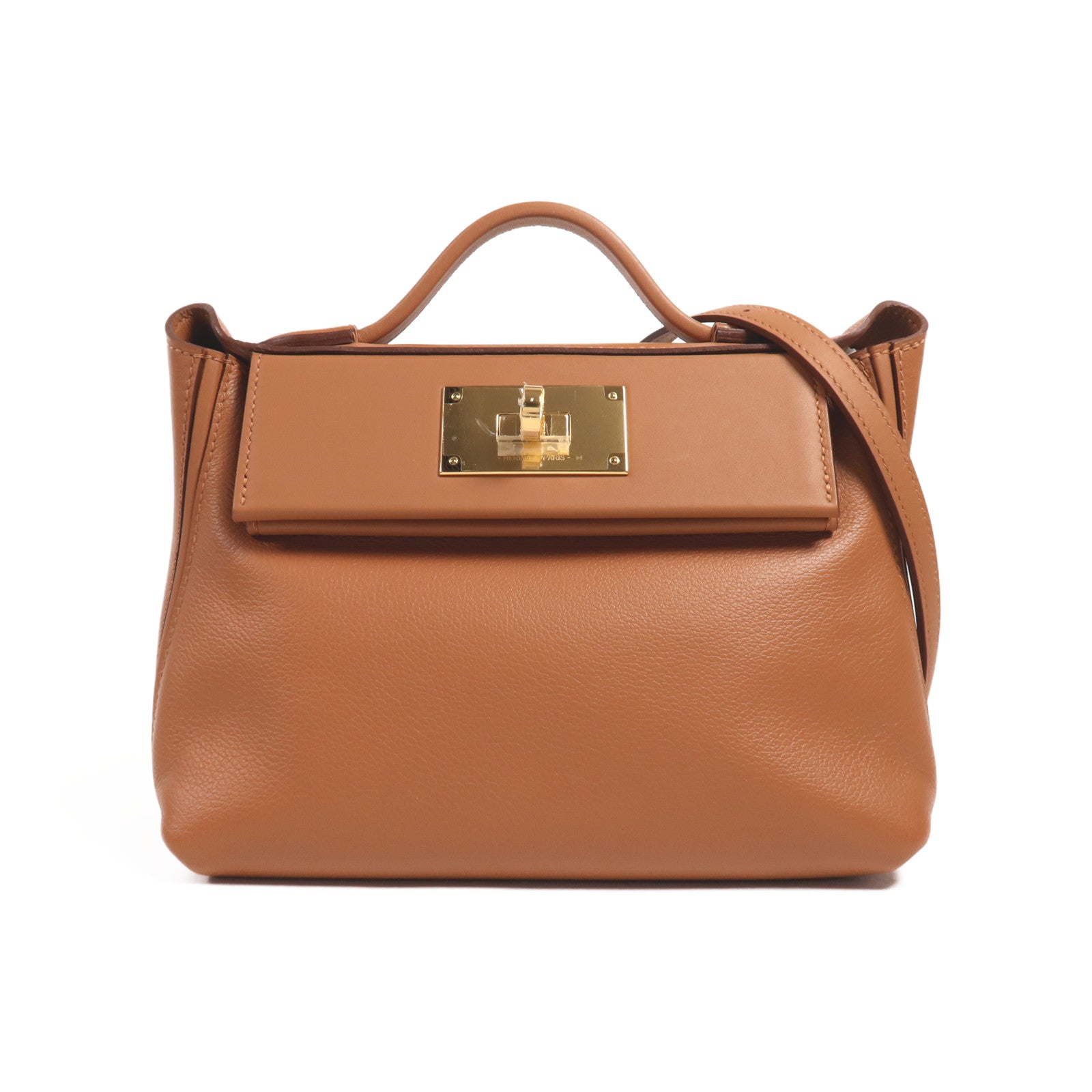 HERMES Evercolor皮革24/24 Mini金扣手挽肩背兩用袋