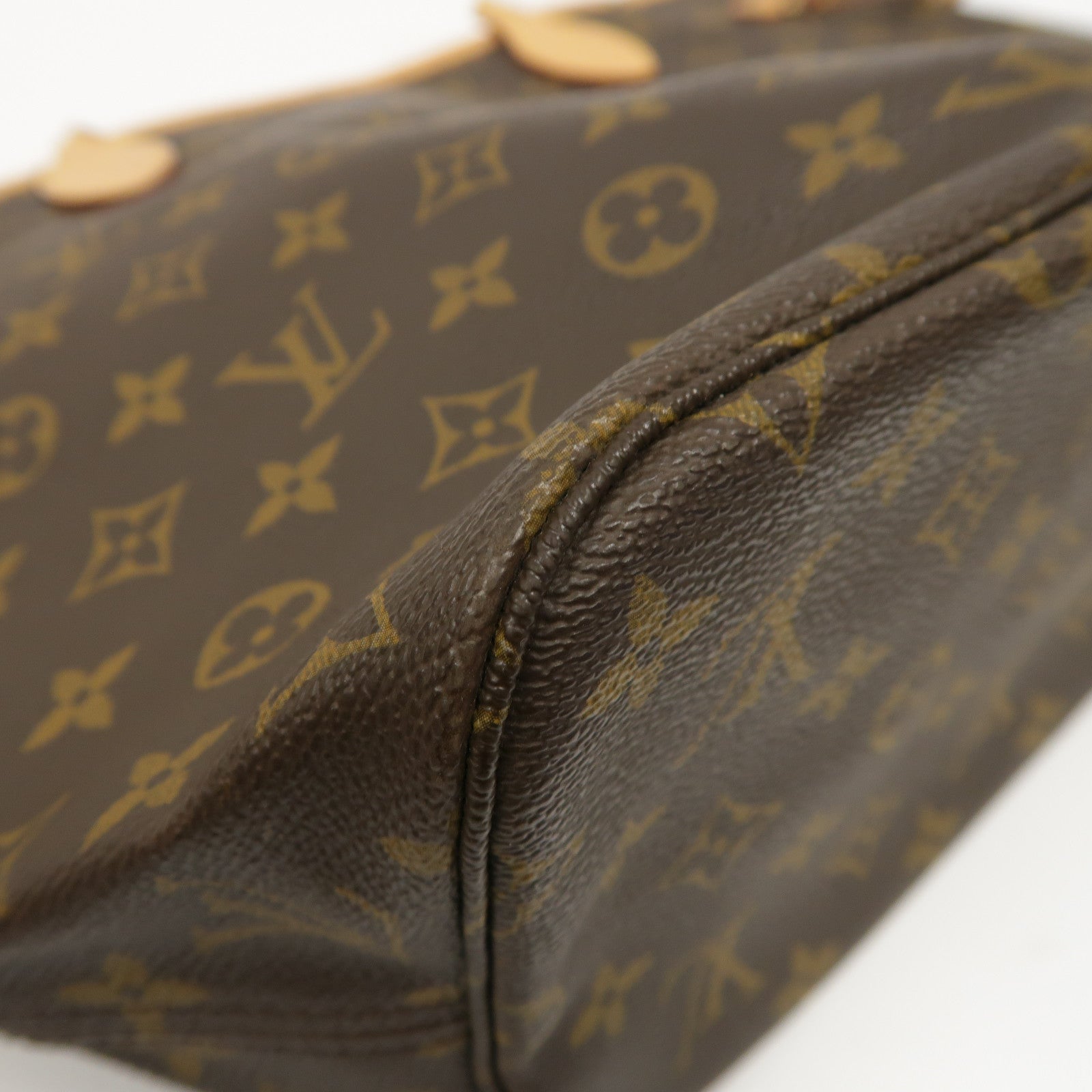 LOUIS VUITTON Monogram Neverfull MM金扣手挽袋啡色