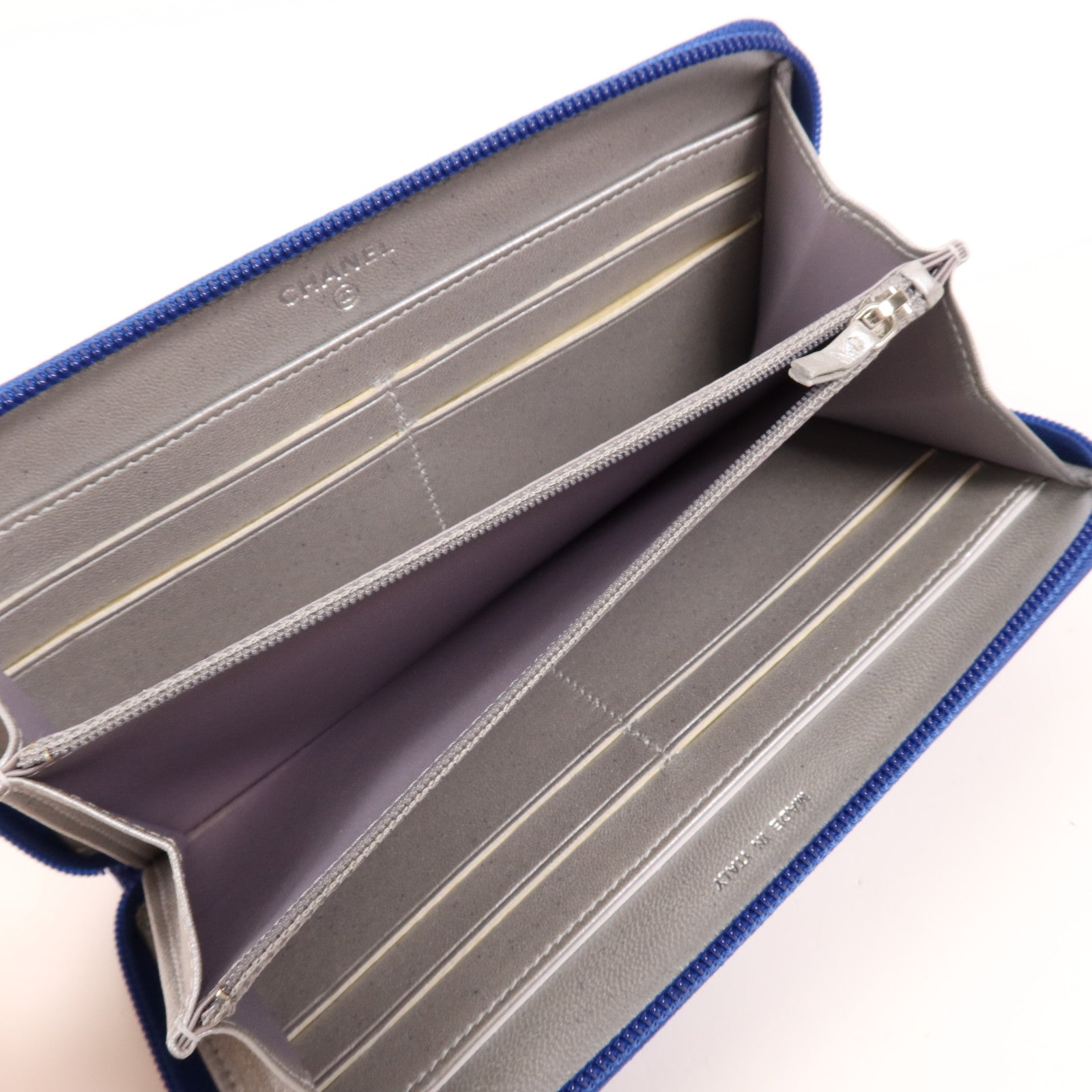 CHANEL 羊皮皮革Long Wallet銀扣長錢包