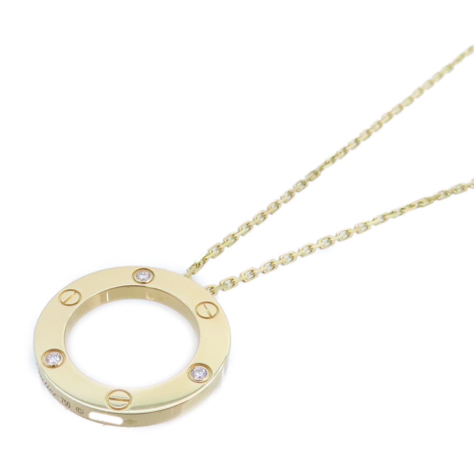 CARTIER 18K黃金/鑽石Love Circle 3P Diamond Necklace金扣項鏈