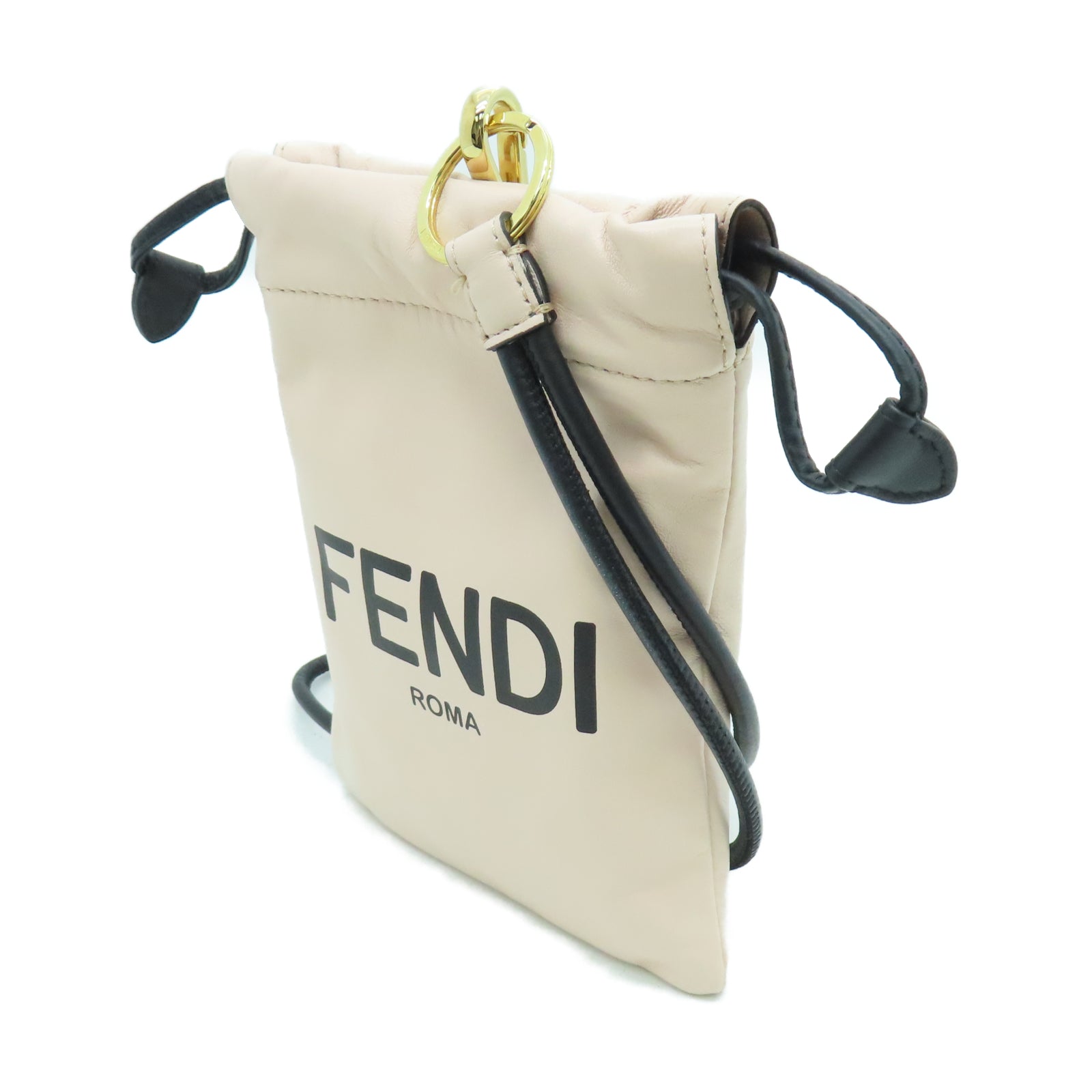 FENDI 【激減優惠】羊皮皮革Pouch Shoulder金扣肩背袋粉紅色