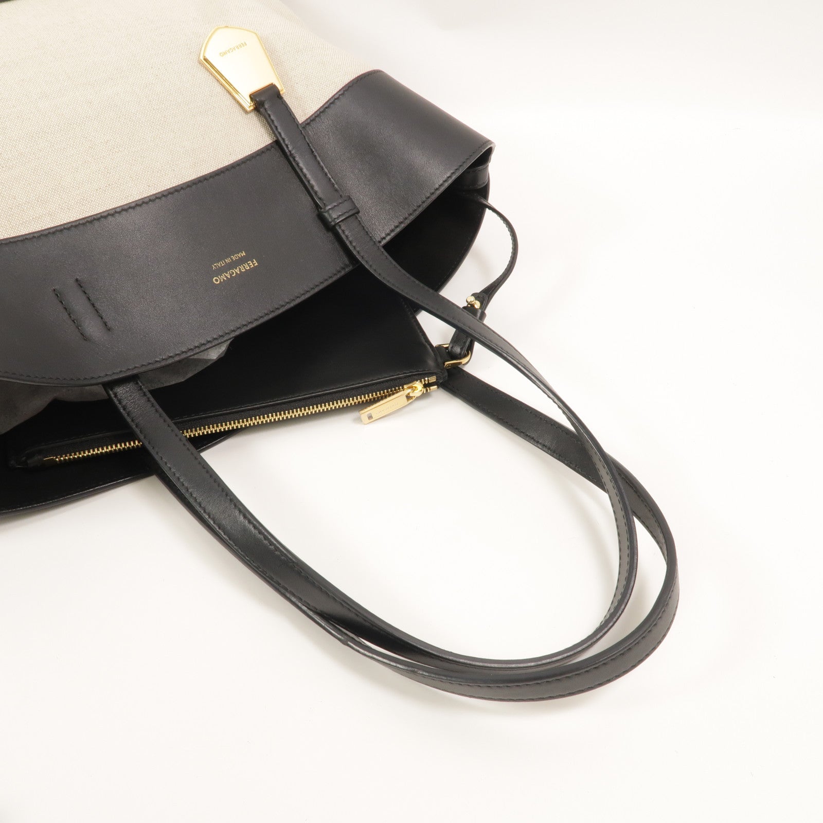 Salvatore Ferragamo 牛皮皮革/帆布Charming Tote肩背袋
