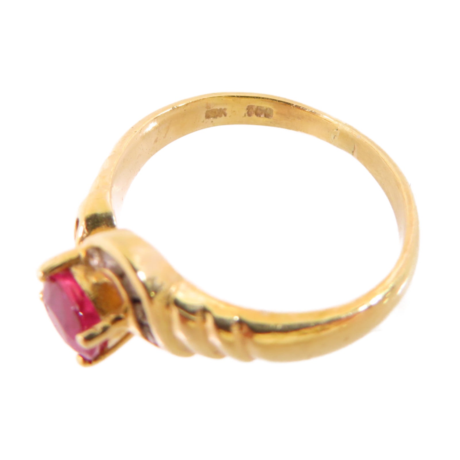 JEWELRY (PRICE DOWN) Ruby Diamond Ring US#5 18K Yellow Gold