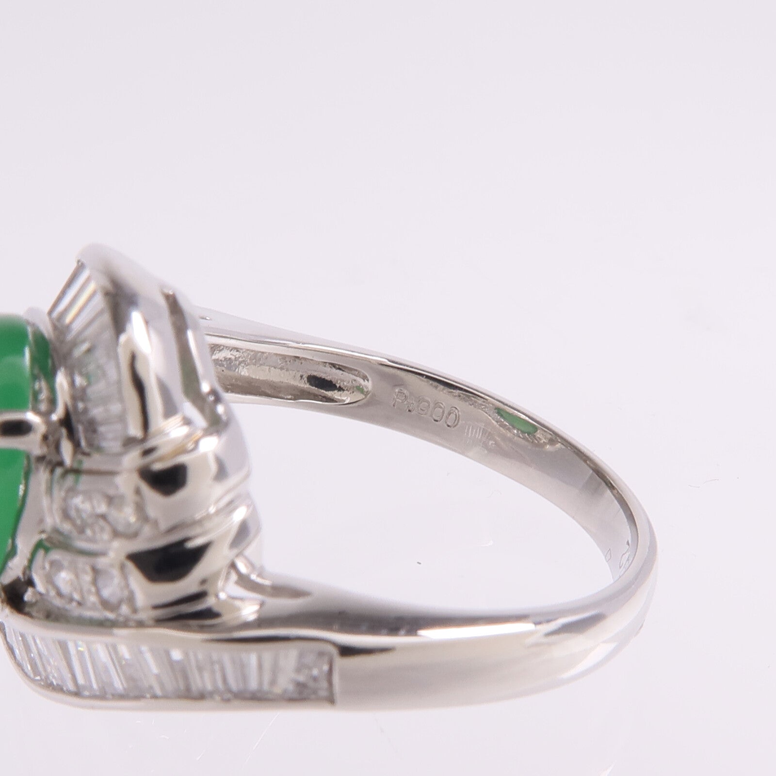 JEWELRY PT900鉑金Jade Diamond Ring翡翠/鑽石戒指US#5.5