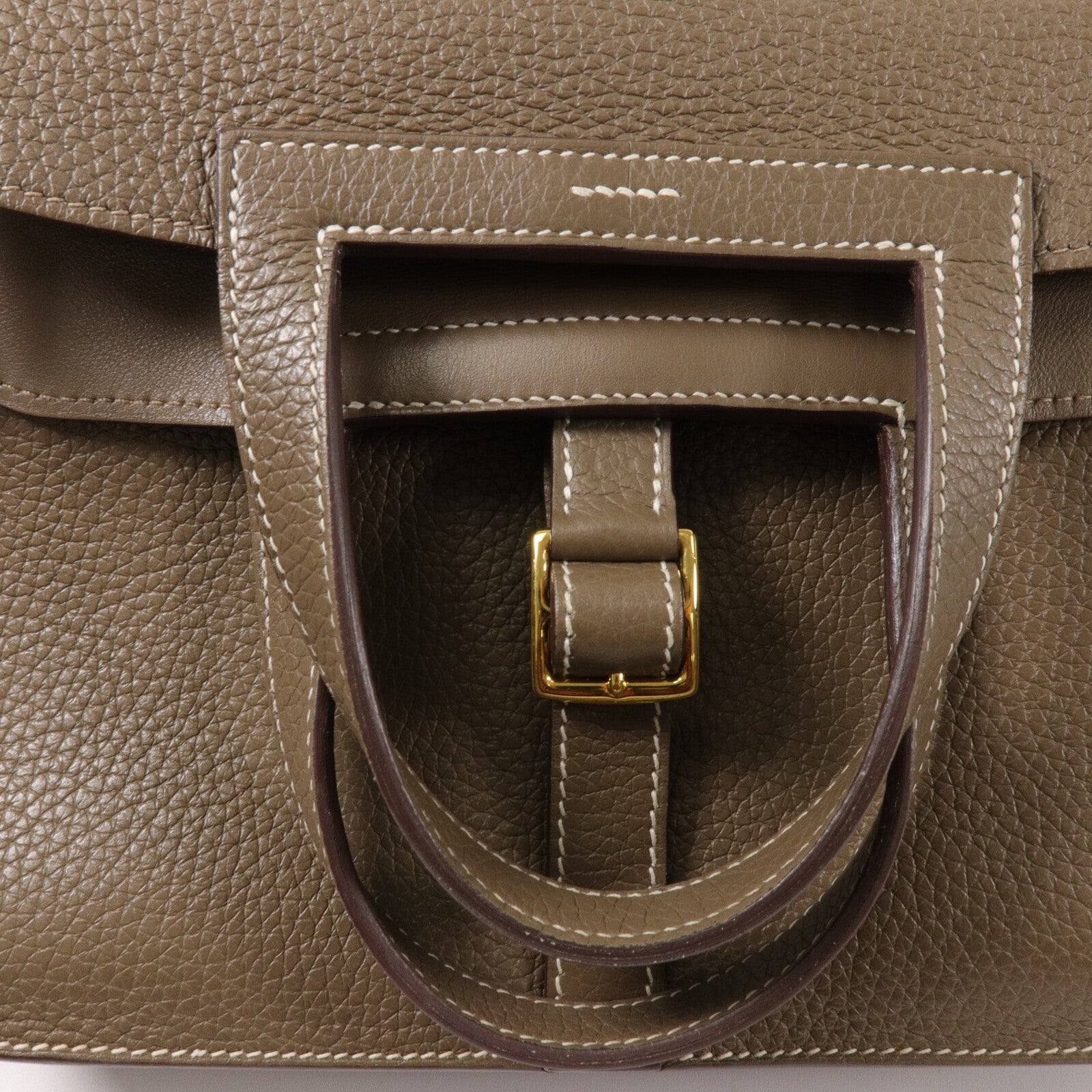 HERMES Clemence皮革Halzan 25手挽肩背兩用袋Etoupe