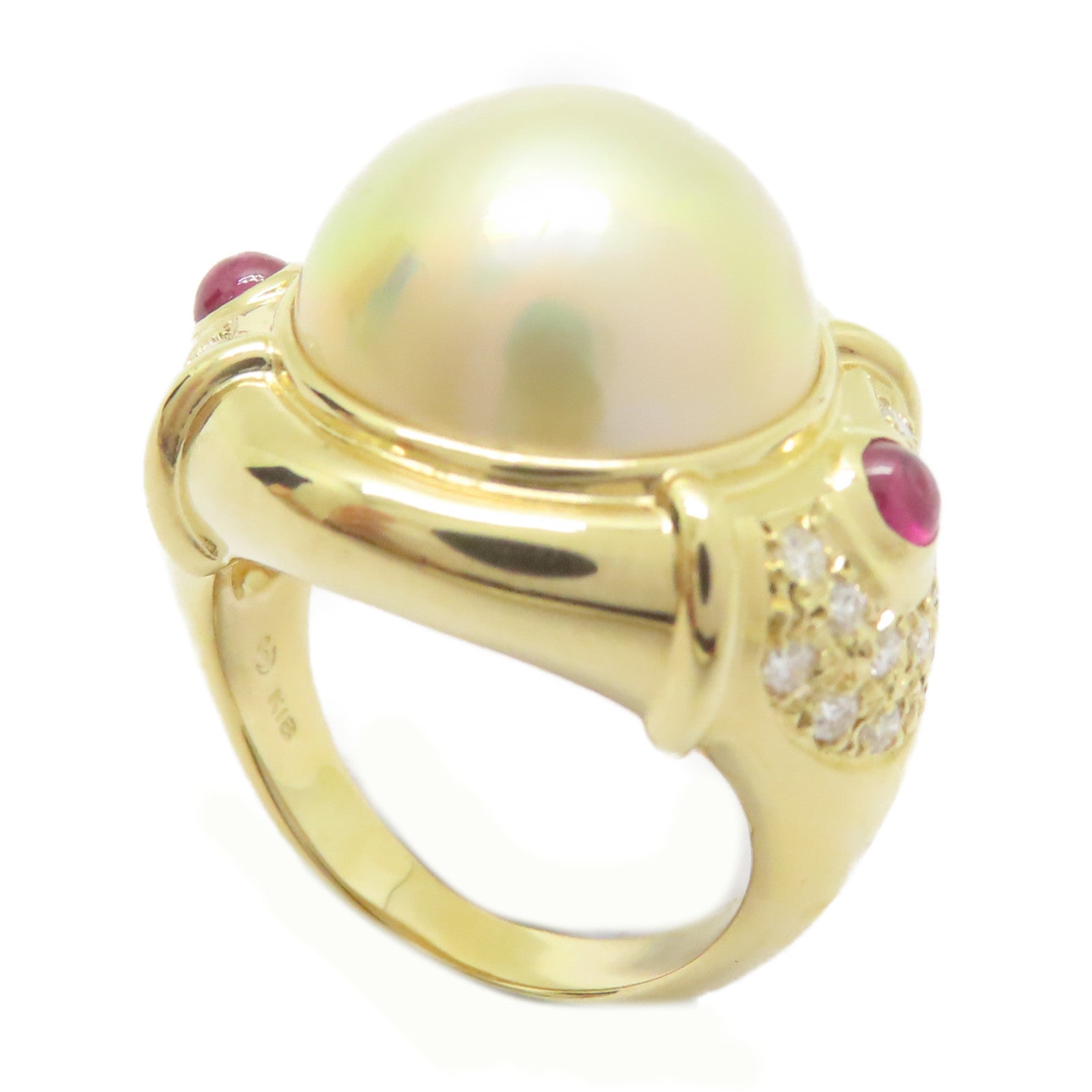 TASAKI 18K黃金/Pearl Ring 13mm珍珠戒指US#5.75