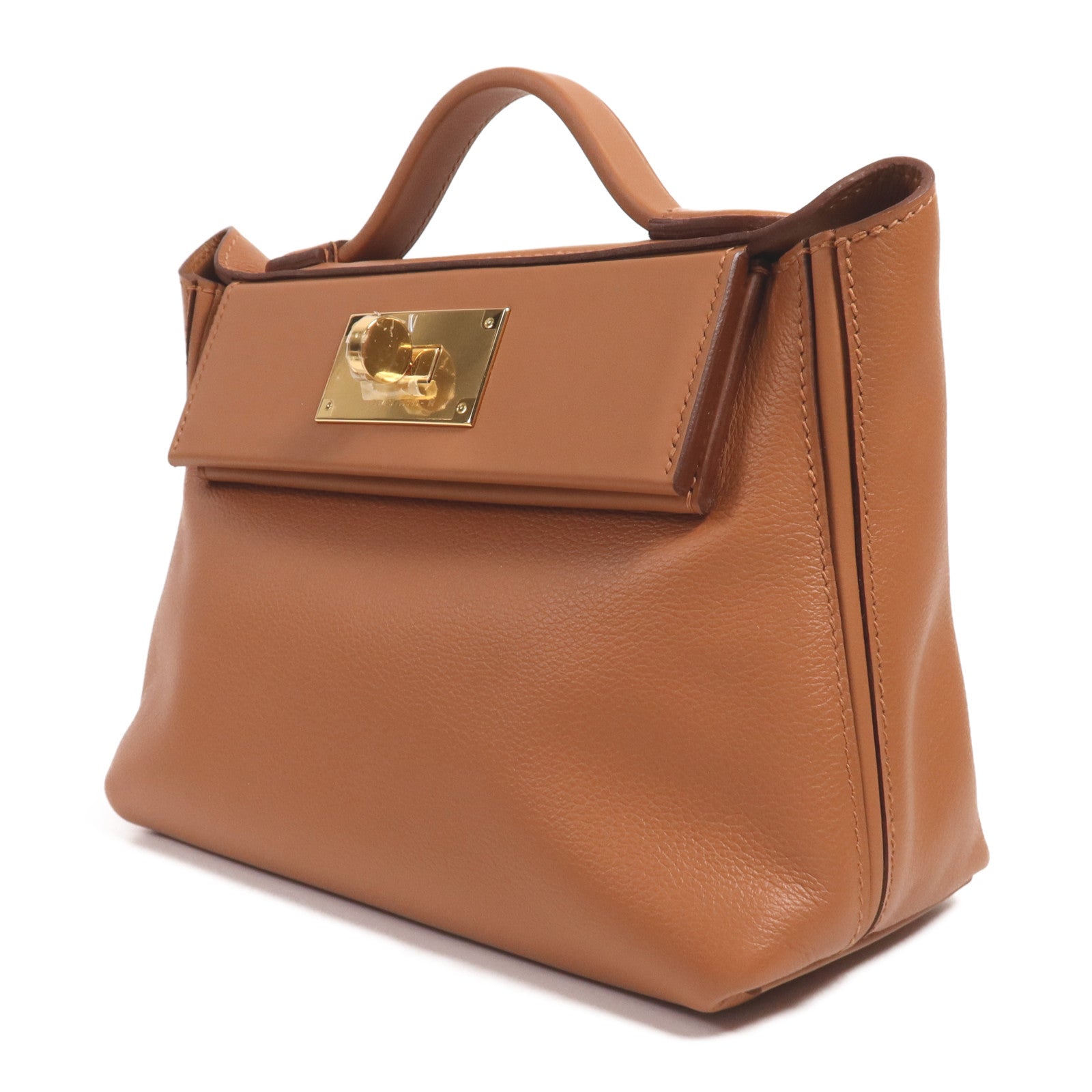 HERMES Evercolor皮革24/24 Mini金扣手挽肩背兩用袋