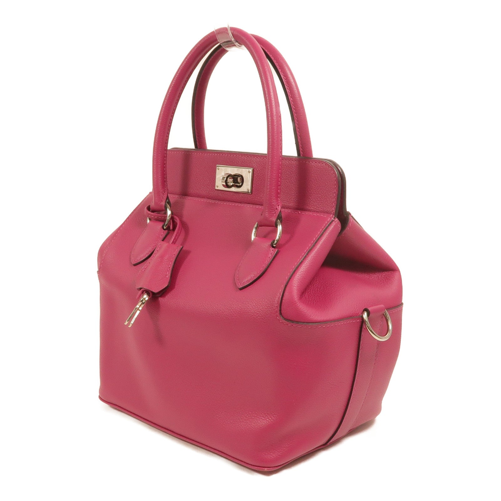 HERMES Evercolor皮革Toolbox 20手挽肩背兩用袋Rose Pourpre