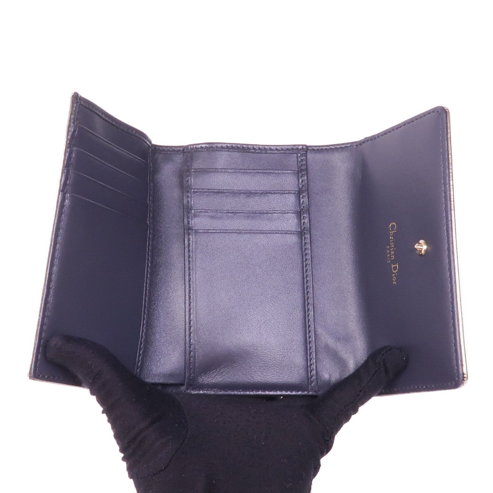 Dior 漆皮皮革Diorama金扣錢包