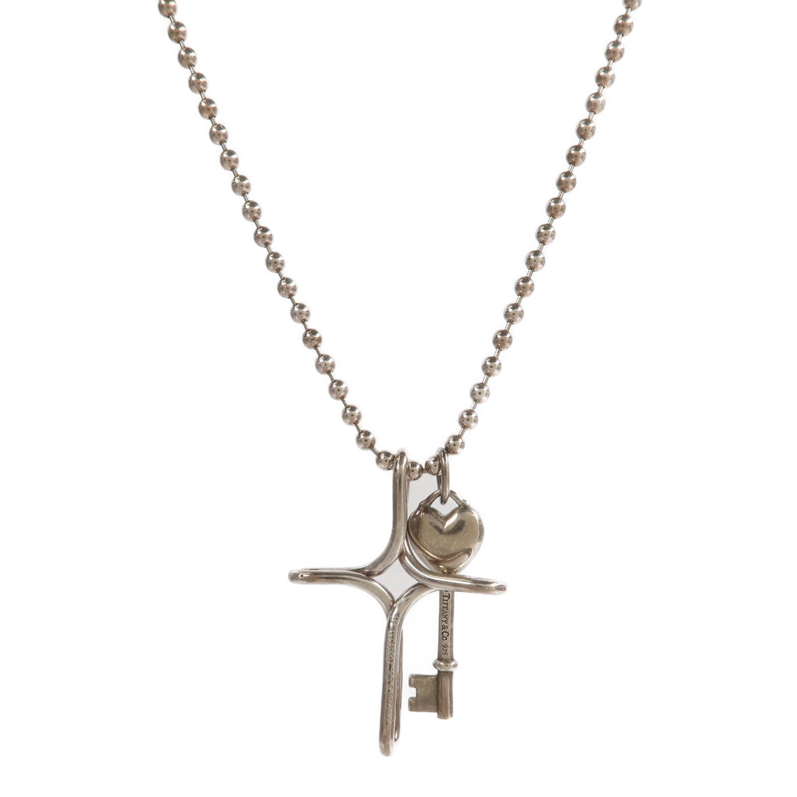 TIFFANY＆CO 925純銀Infinity Cross & Key Necklace項鍊