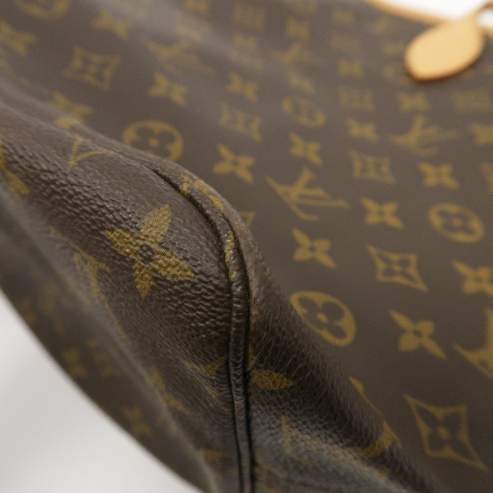 LOUIS VUITTON Monogram Neverfull MM金扣手挽袋啡色