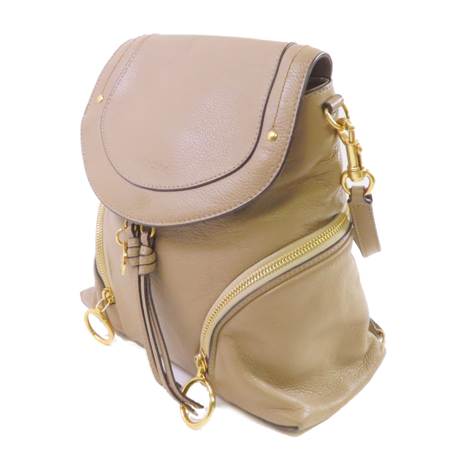 SEE BY CHLOE 牛皮皮革2Way Backpack金扣肩背背包兩用袋灰色