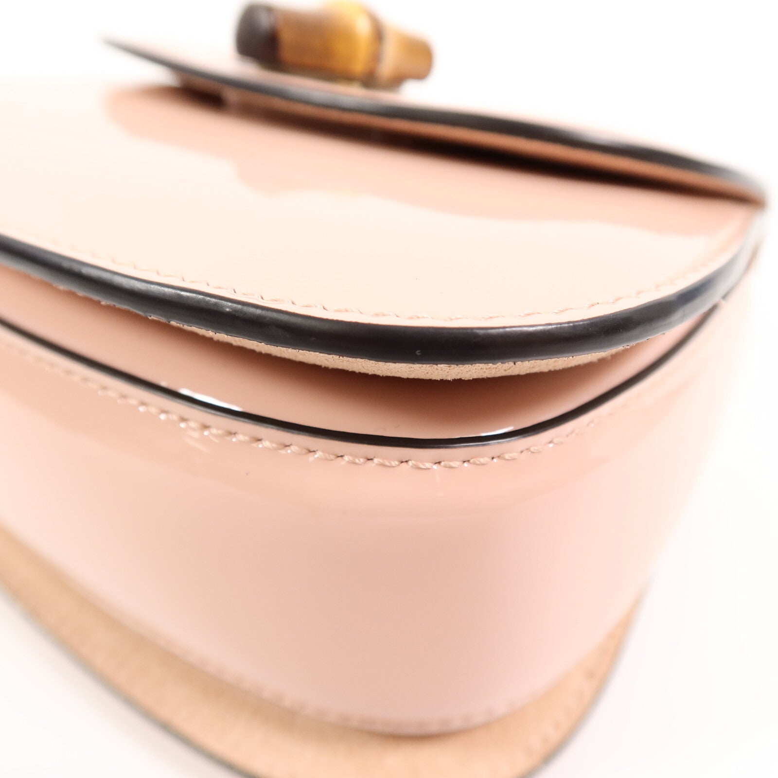 GUCCI 漆皮皮革Bamboo 1947 Mini Top Handle Bag鏈帶手挽肩背兩用袋